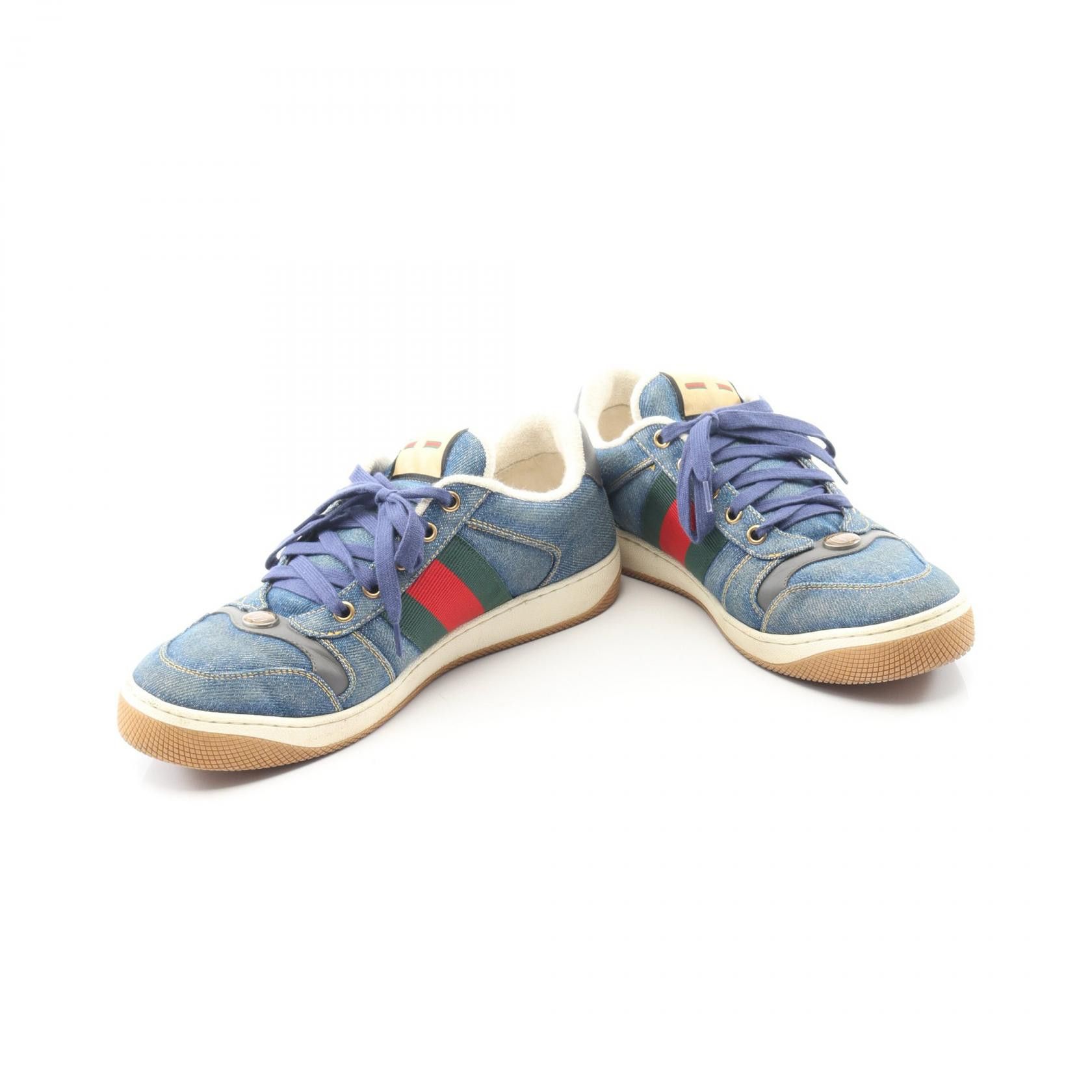 Gucci Gucci Gucci Screener Denim Leather Sneakers Leather Shoes 771097 DUTY FREE for USA Size ONE SIZE - 3 Thumbnail