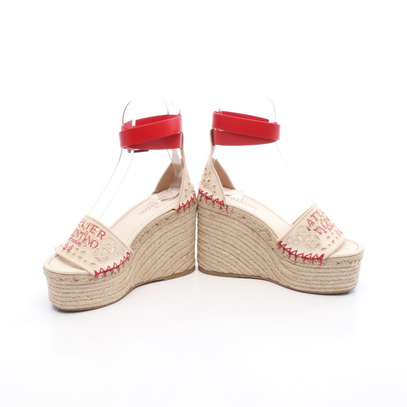 Valentino Valentino Valentino Garavani ATELIER Canvas Leather Sandals Leather Shoes DUTY FREE for USA Size ONE SIZE - 3 Thumbnail
