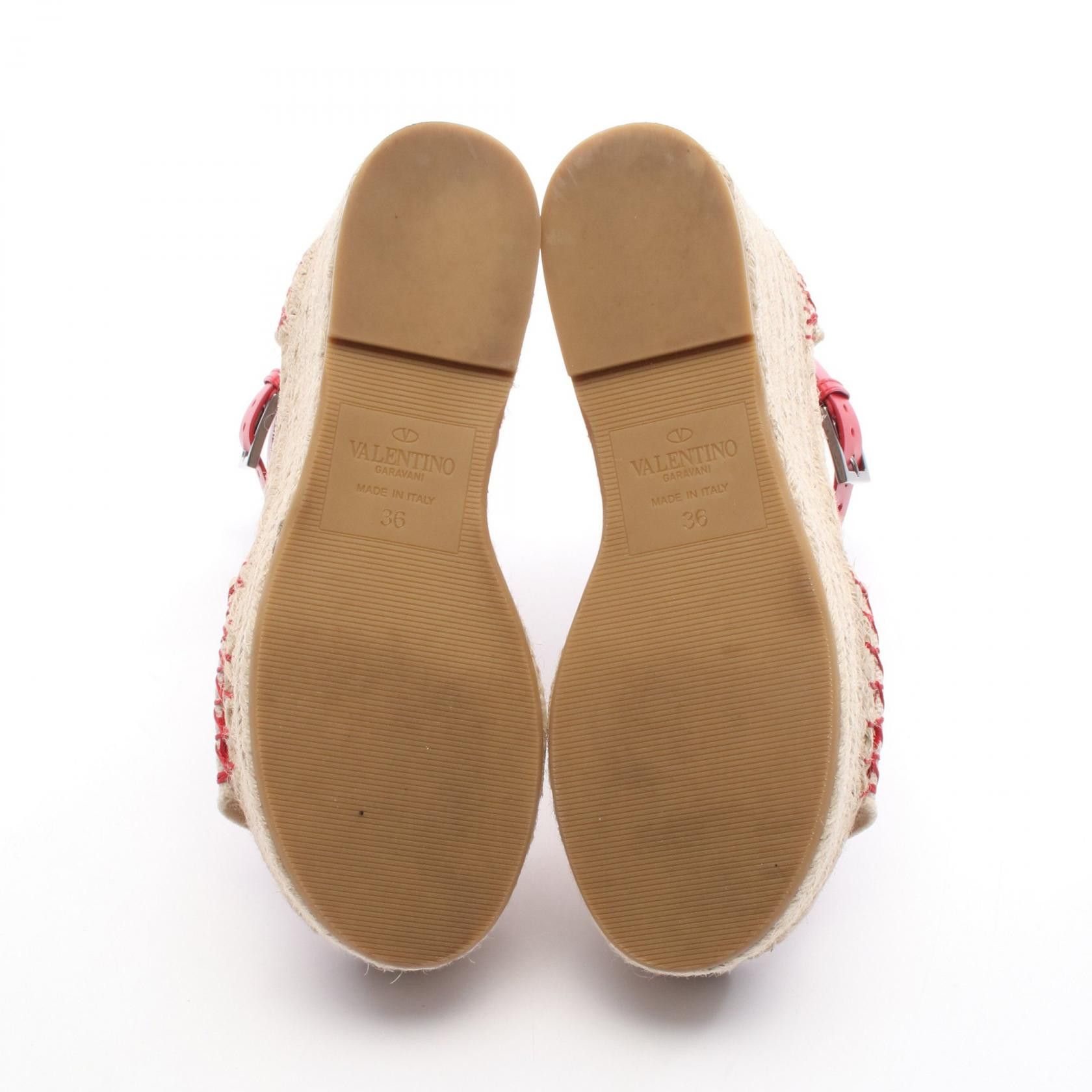 Valentino Valentino Valentino Garavani ATELIER Canvas Leather Sandals Leather Shoes DUTY FREE for USA Size ONE SIZE - 4 Thumbnail