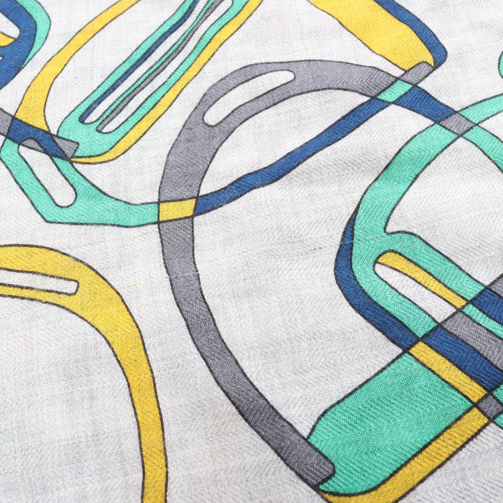 Hermes Hermes Hermes LosangeGM Quincaillerie Equestre Silk Cashmere Scarf Textile Scarf DUTY FREE for USA Size ONE SIZE - 4 Thumbnail