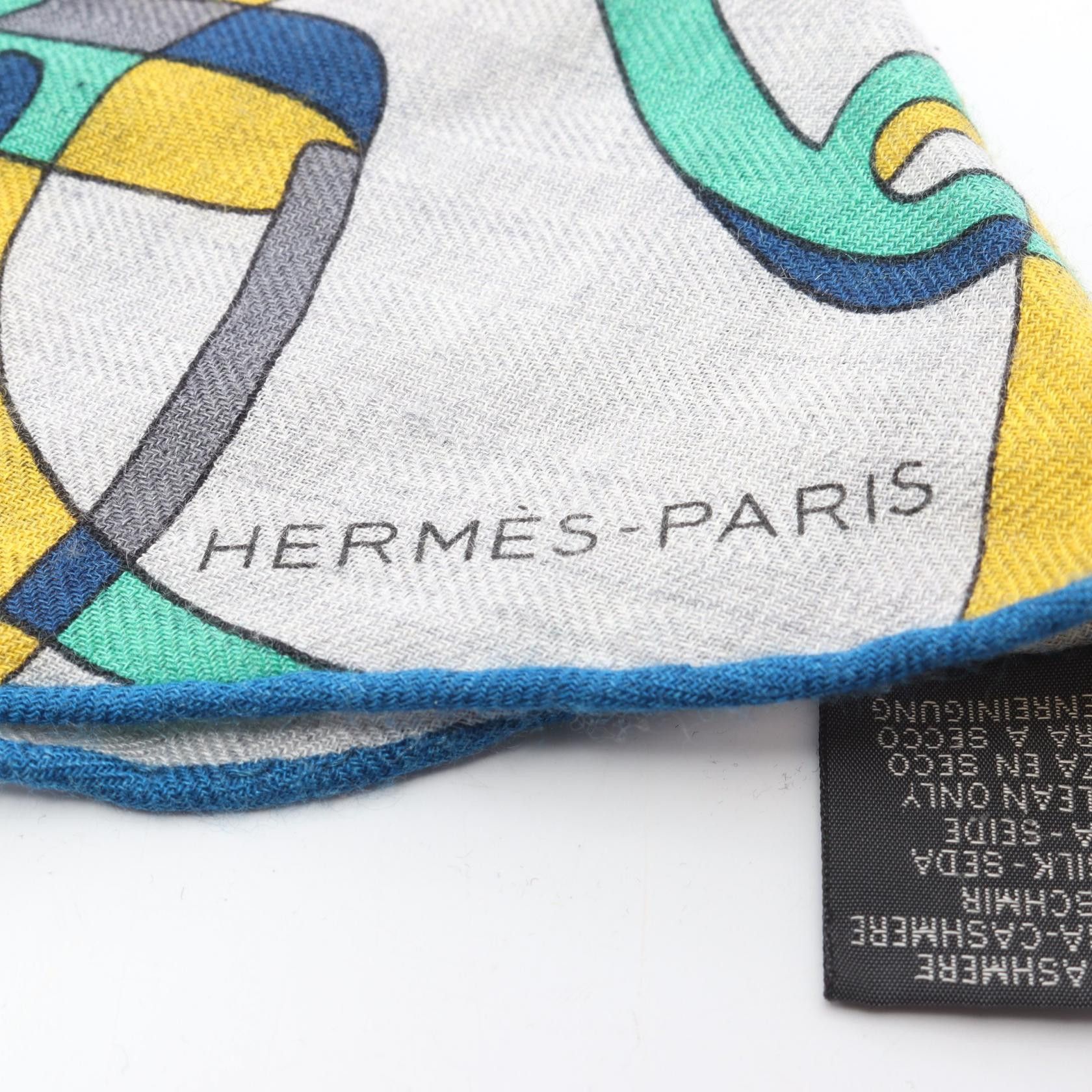 Hermes Hermes Hermes LosangeGM Quincaillerie Equestre Silk Cashmere Scarf Textile Scarf DUTY FREE for USA Size ONE SIZE - 2 Thumbnail