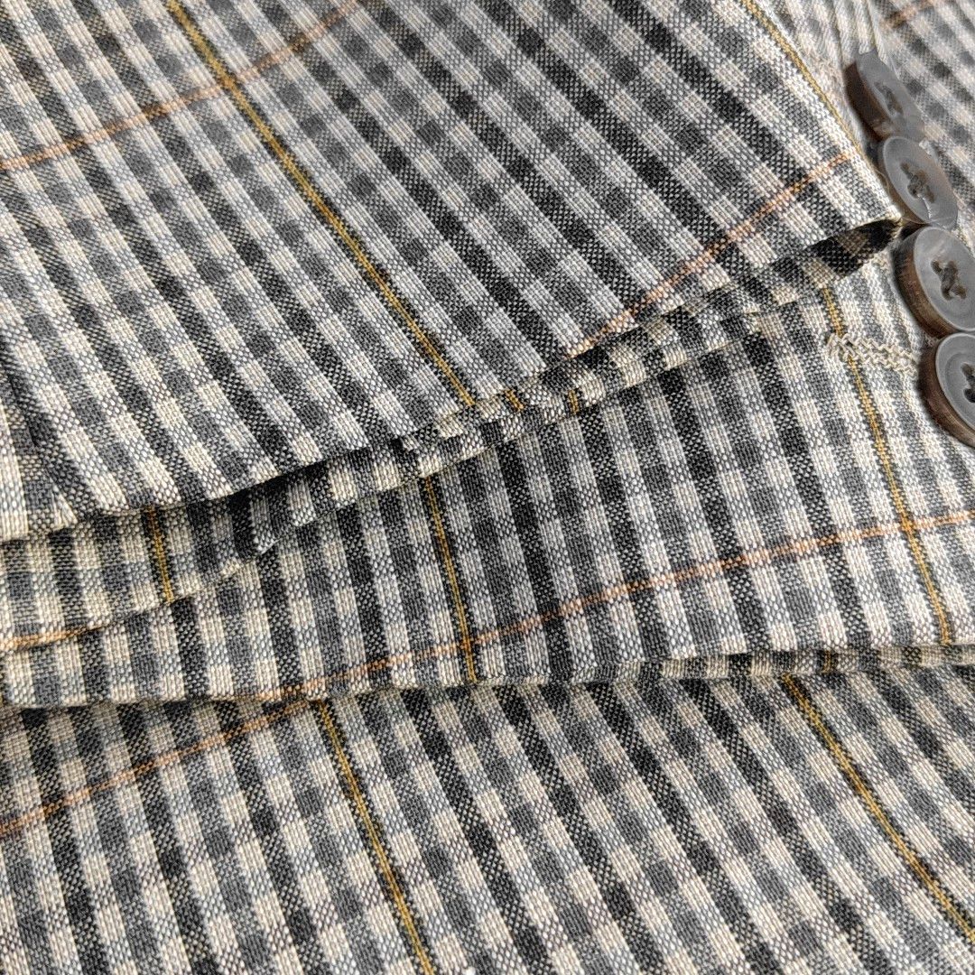 Burberry Burberry London Gray Checked Wool Blazer 38R Size 38R - 9 Thumbnail