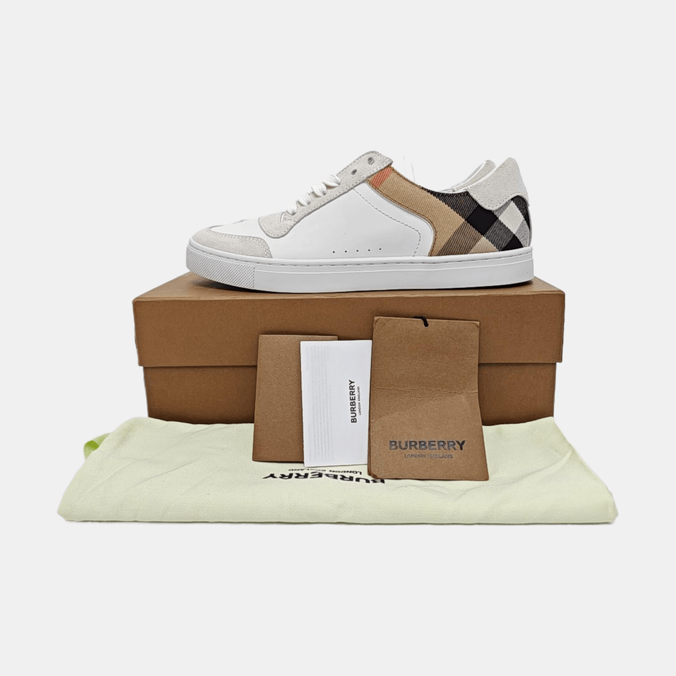Burberry Burberry Check Panel Leather Sneakers Size EU 39 Size US 6 / EU 39 - 6 Thumbnail