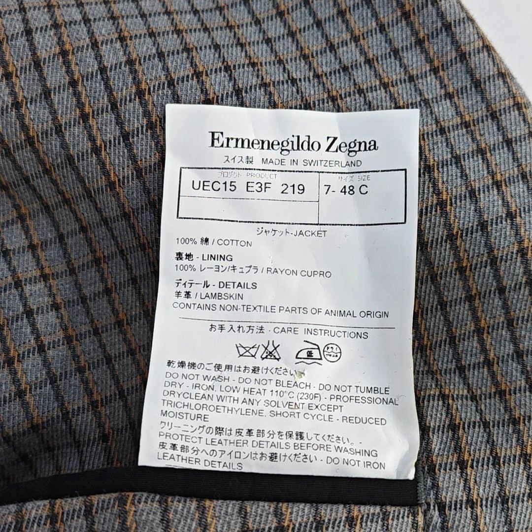 Ermenegildo Zegna Ermenegildo Zegna Gray Checked Cotton Blazer 38S Size 34R - 3 Thumbnail