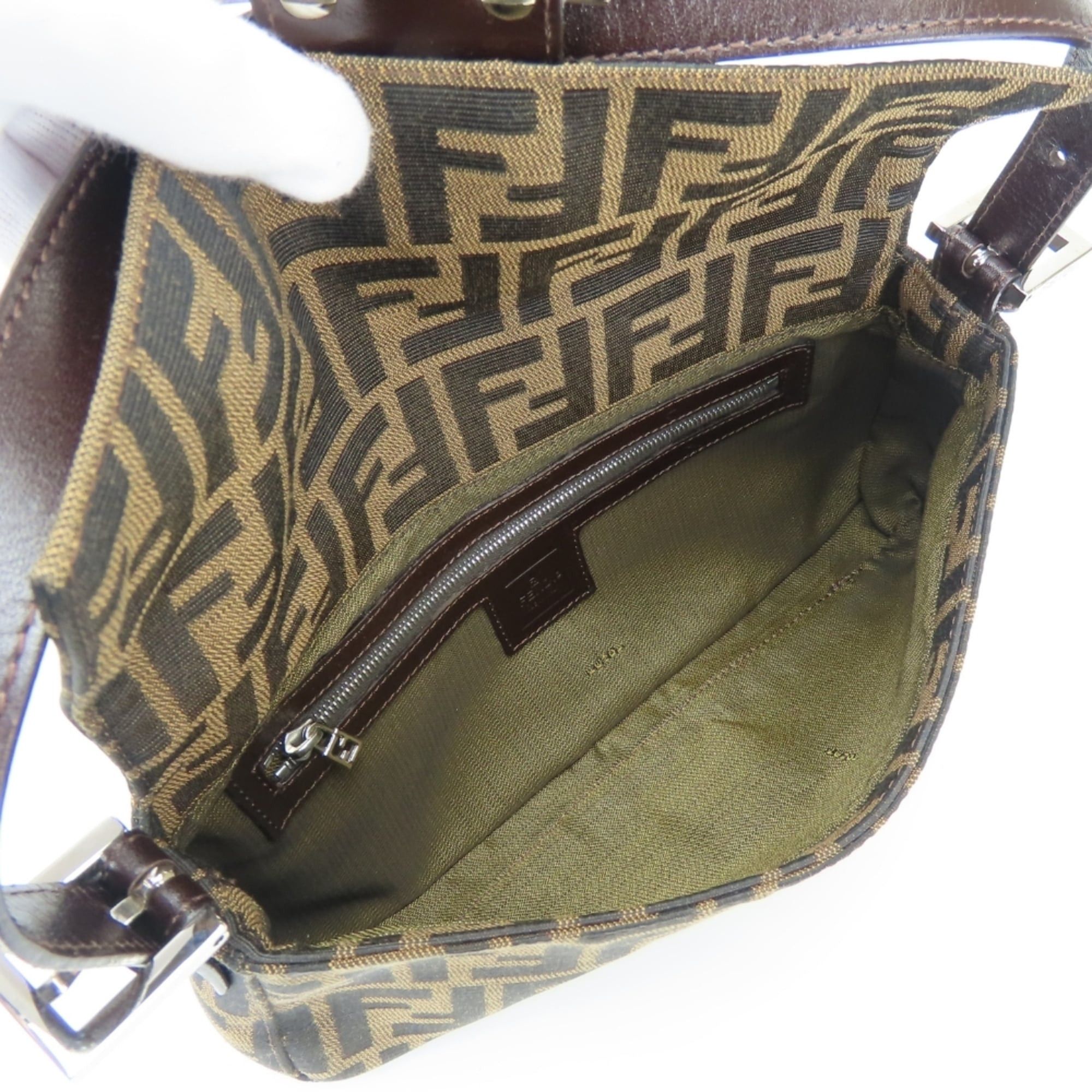 Fendi Fendi Mamma Bucket Handbag 26424 Canvas Leather Brown Black Zucca Pattern Women's FENDI Size ONE SIZE - 21 Thumbnail
