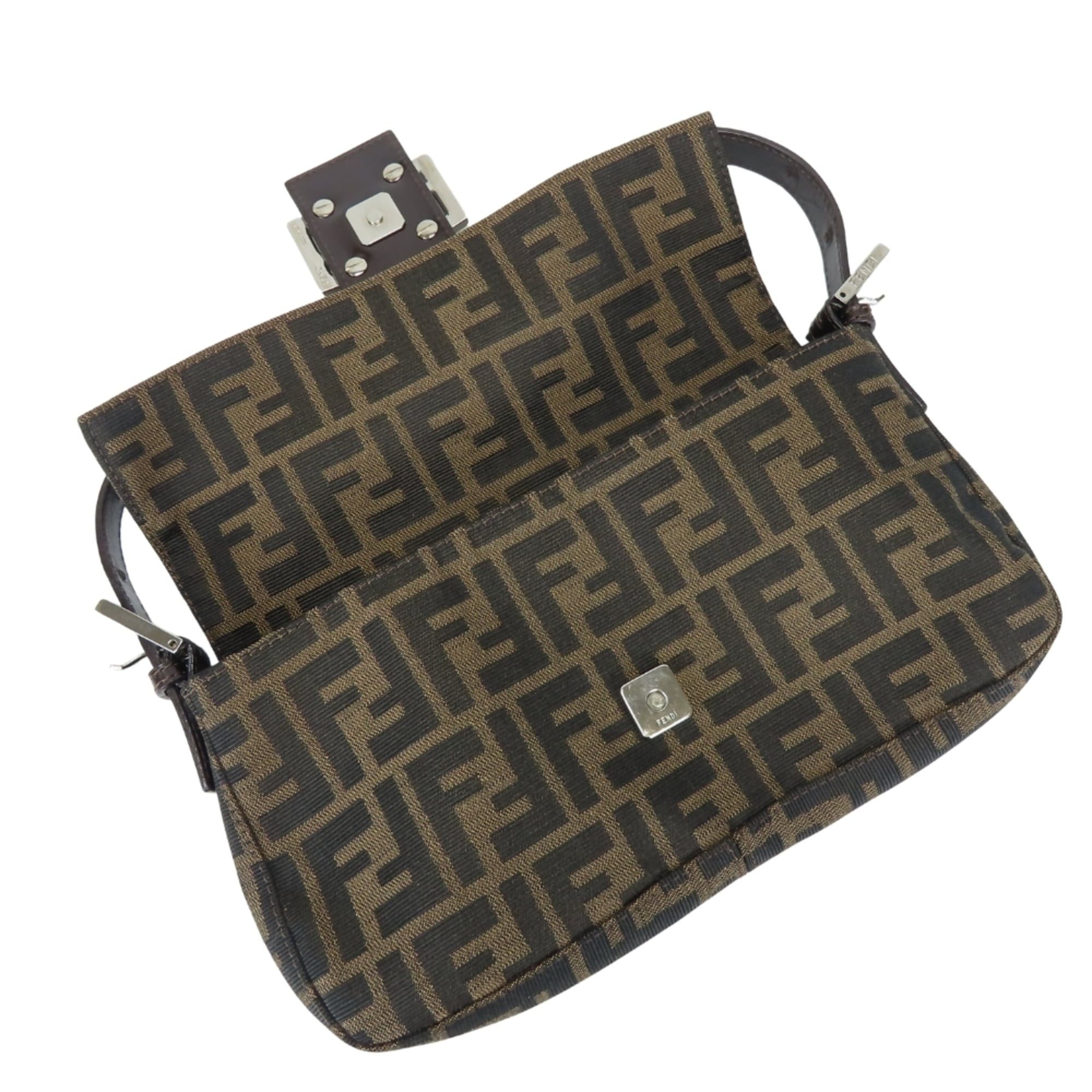 Fendi Fendi Mamma Bucket Handbag 26424 Canvas Leather Brown Black Zucca Pattern Women's FENDI Size ONE SIZE - 16 Thumbnail