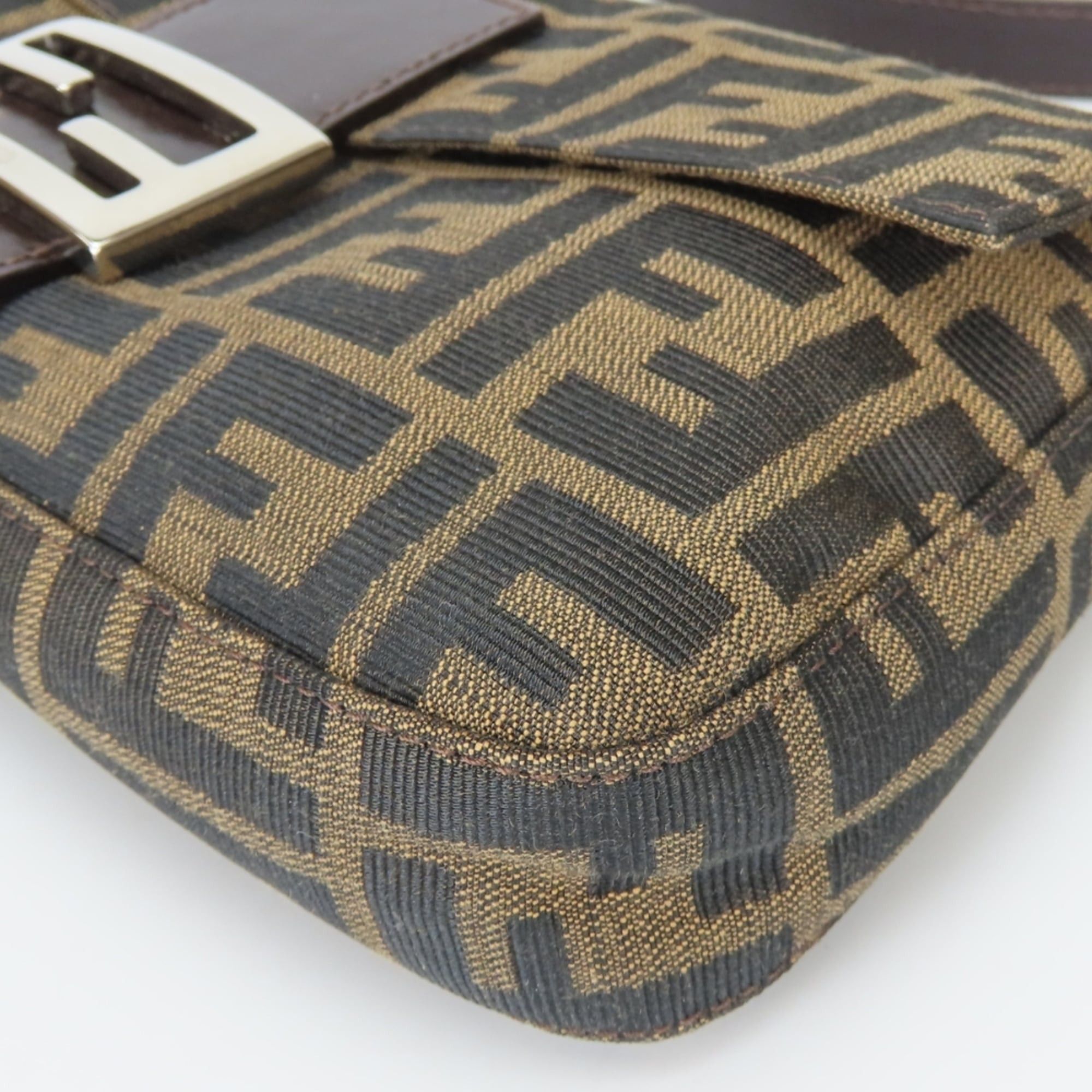 Fendi Fendi Mamma Bucket Handbag 26424 Canvas Leather Brown Black Zucca Pattern Women's FENDI Size ONE SIZE - 7 Thumbnail