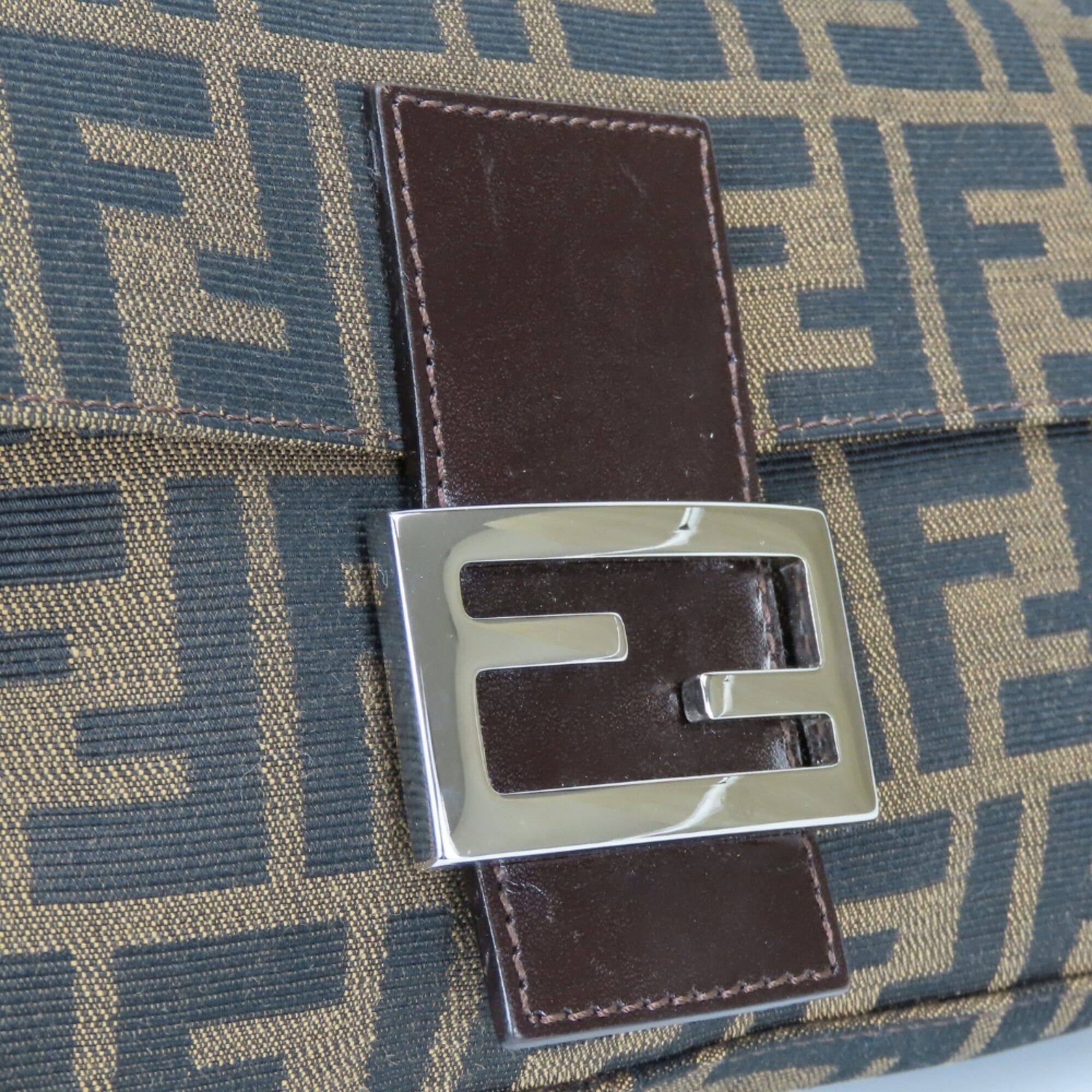 Fendi Fendi Mamma Bucket Handbag 26424 Canvas Leather Brown Black Zucca Pattern Women's FENDI Size ONE SIZE - 8 Thumbnail