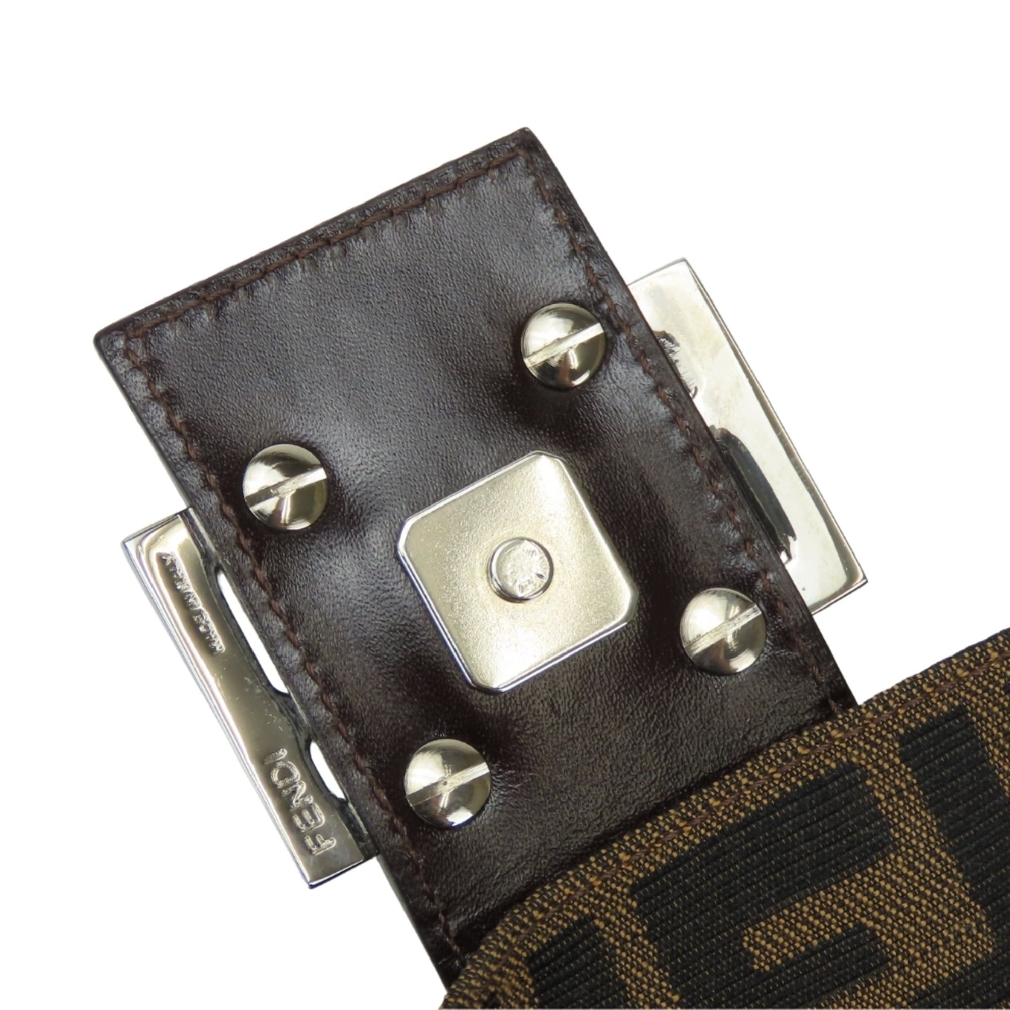 Fendi Fendi Mamma Bucket Handbag 26424 Canvas Leather Brown Black Zucca Pattern Women's FENDI Size ONE SIZE - 17 Thumbnail