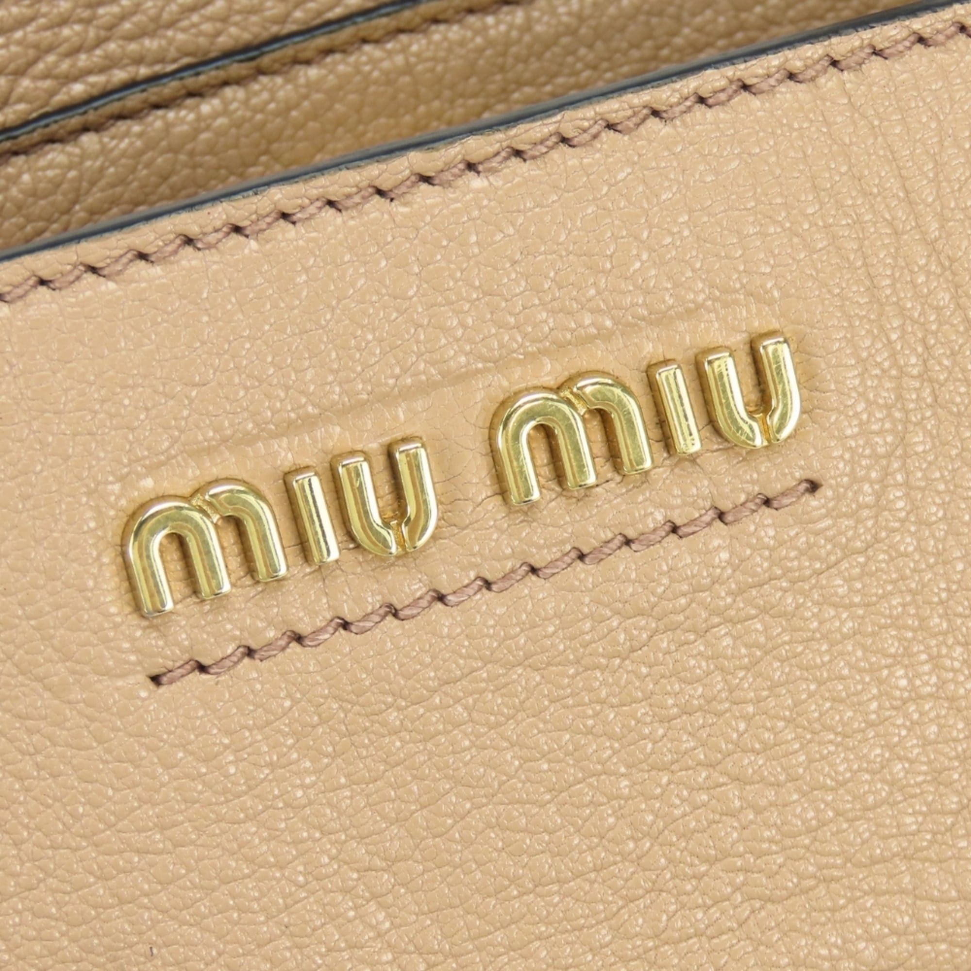 Miu Miu Miu Miu Miu Madras 5BG143 Leather Cameo Pink Beige Handbag, 2-Way Shoulder Bag for Women Size ONE SIZE - 10 Thumbnail