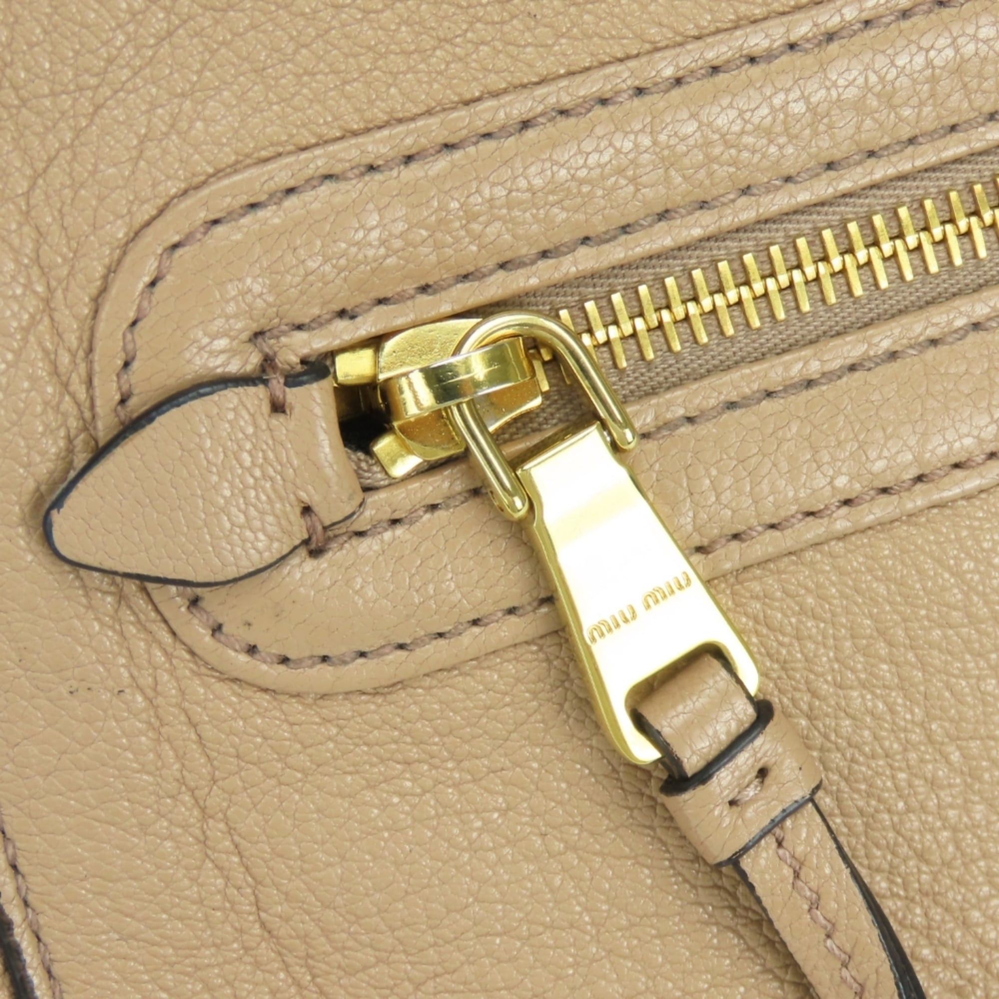 Miu Miu Miu Miu Miu Madras 5BG143 Leather Cameo Pink Beige Handbag, 2-Way Shoulder Bag for Women Size ONE SIZE - 12 Thumbnail
