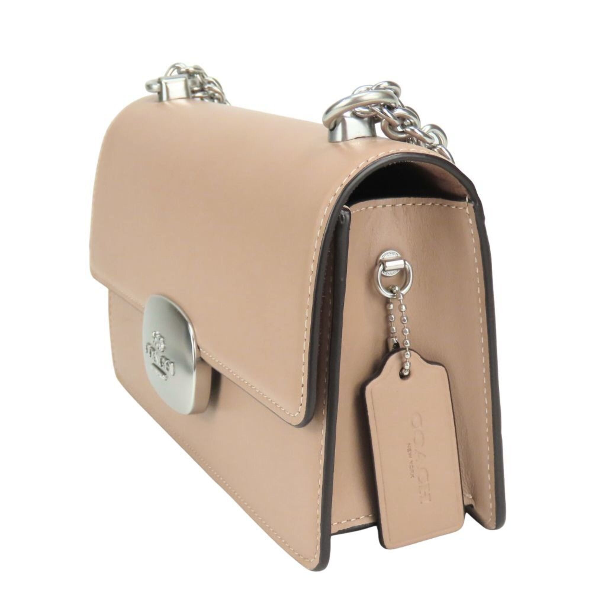 Coach Coach Shoulder Bag CP008 Leather Beige Hardware Chain Women's COACH Size ONE SIZE - 3 Thumbnail