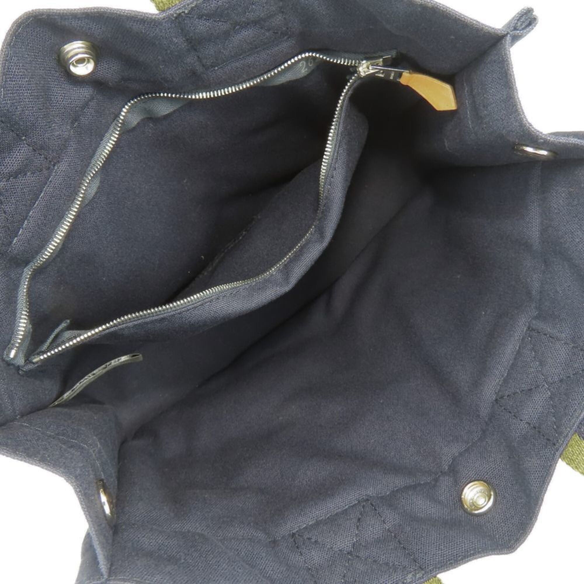 Hermes Hermes Fourre-Tout PM Canvas Tote Bag, Navy Olive, Women's Size ONE SIZE - 14 Thumbnail