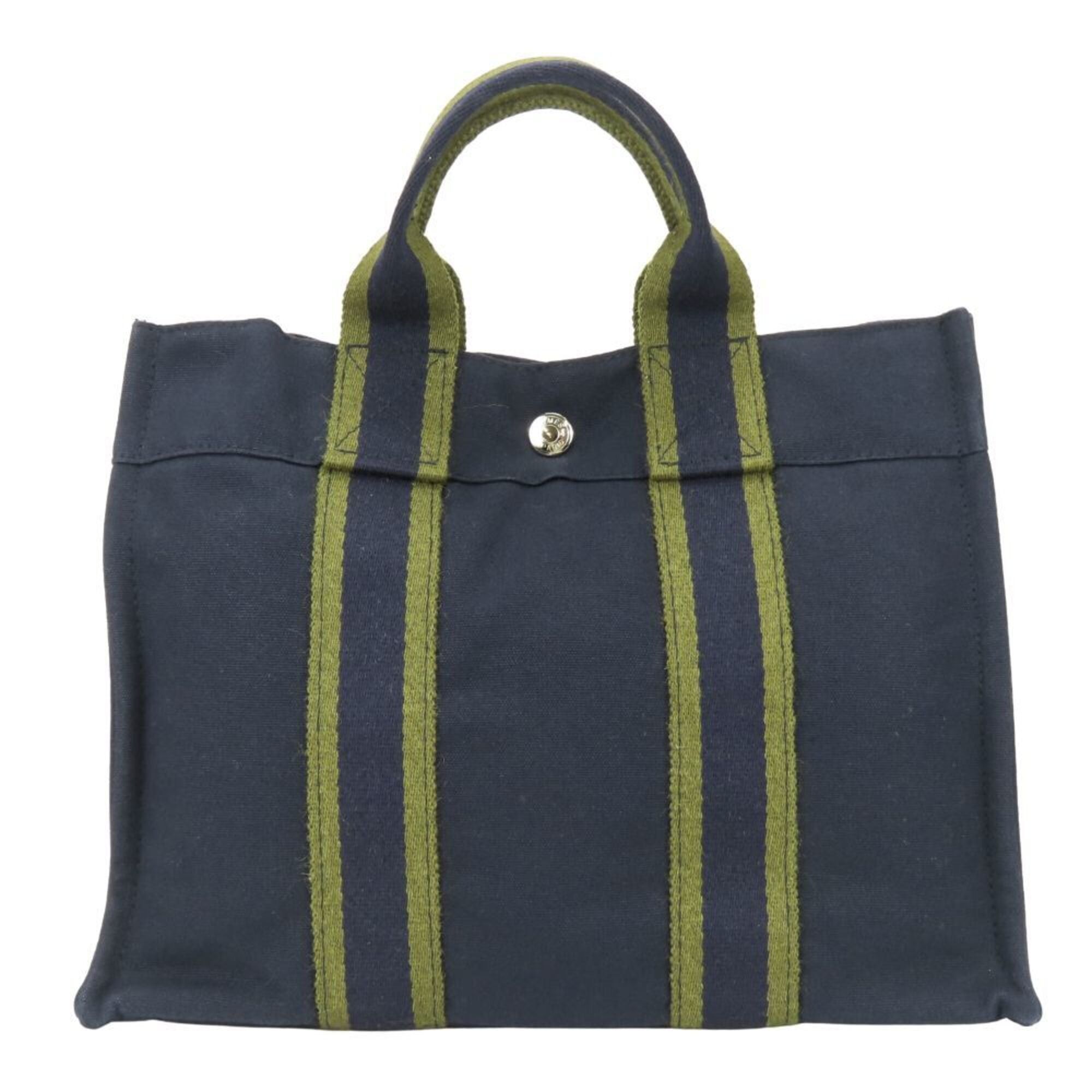 Hermes Hermes Fourre-Tout PM Canvas Tote Bag, Navy Olive, Women's Size ONE SIZE - 4 Thumbnail