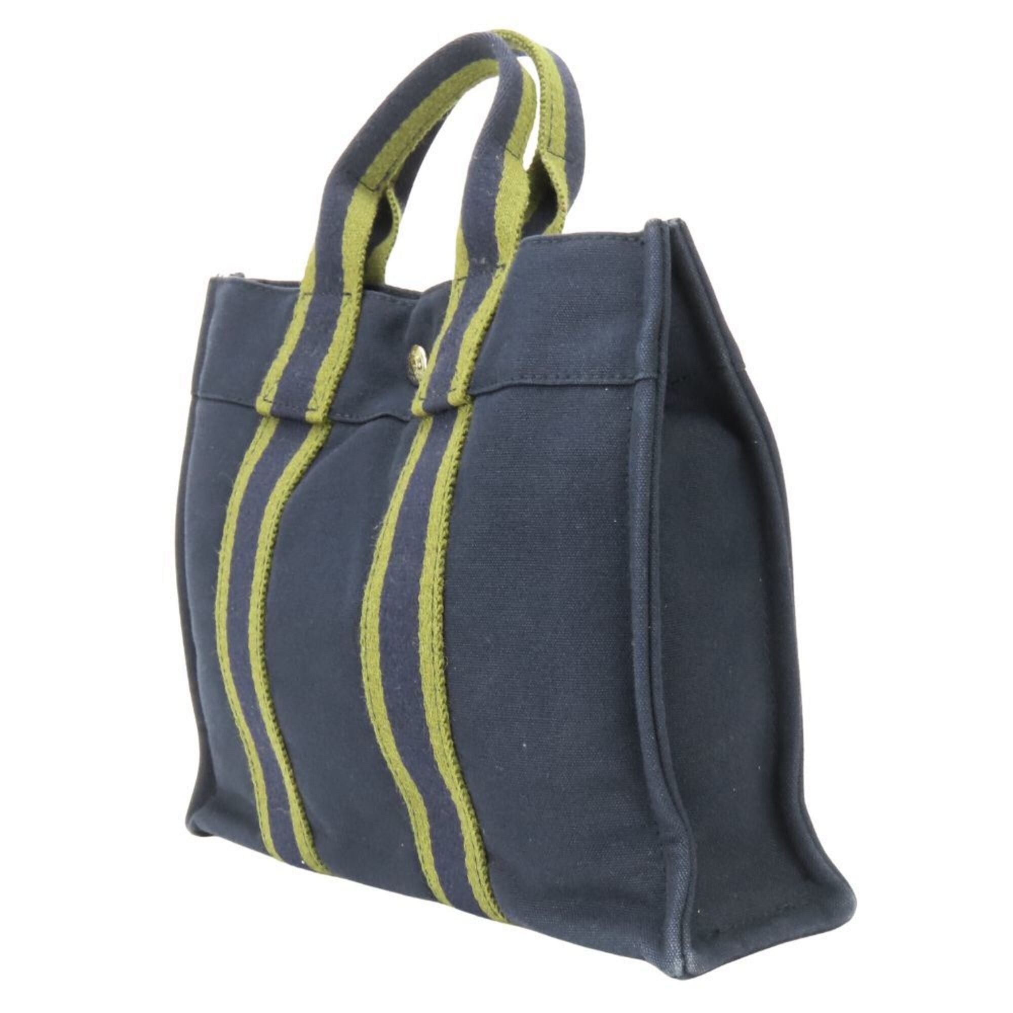 Hermes Hermes Fourre-Tout PM Canvas Tote Bag, Navy Olive, Women's Size ONE SIZE - 3 Thumbnail