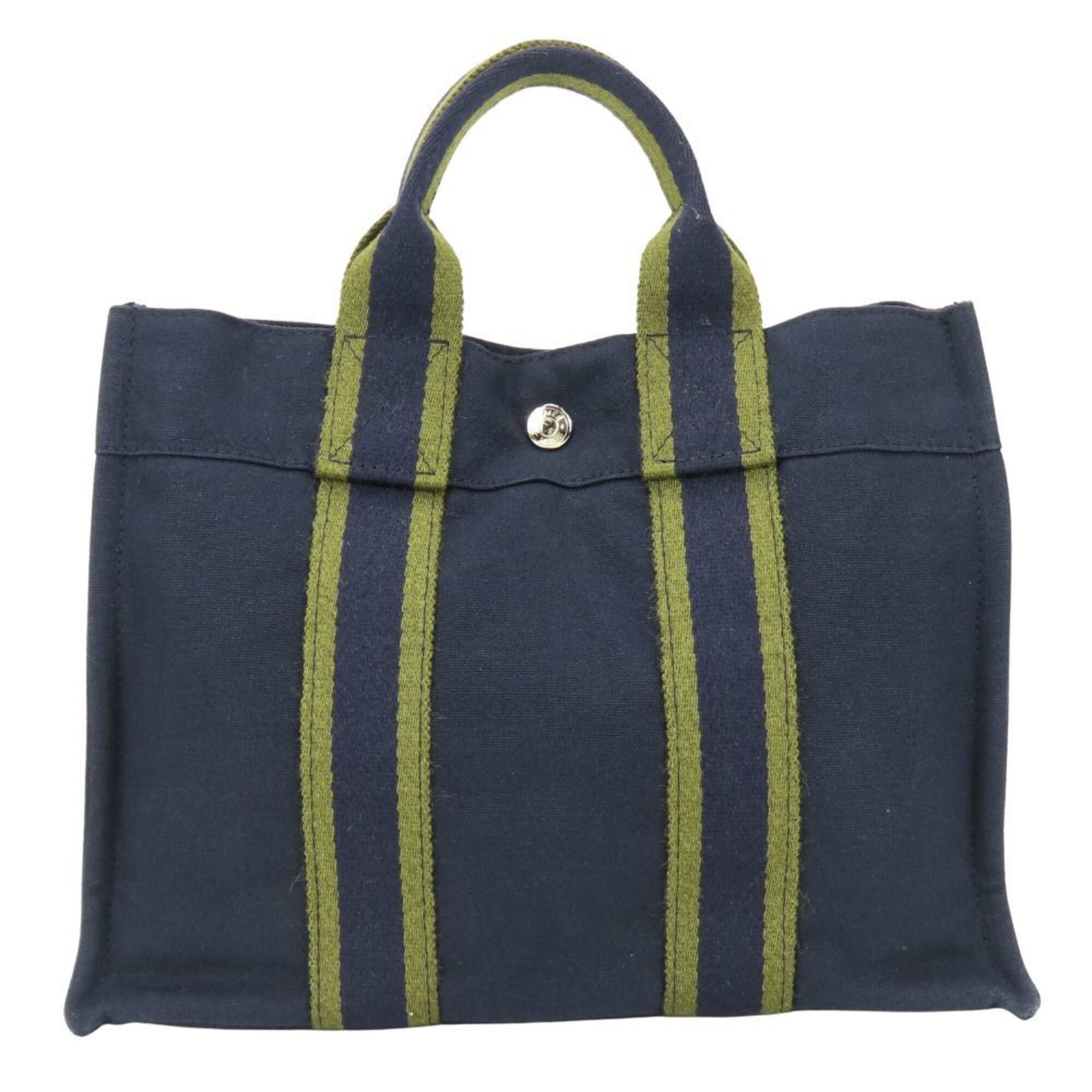 Hermes Hermes Fourre-Tout PM Canvas Tote Bag, Navy Olive, Women's Size ONE SIZE - 2 Thumbnail