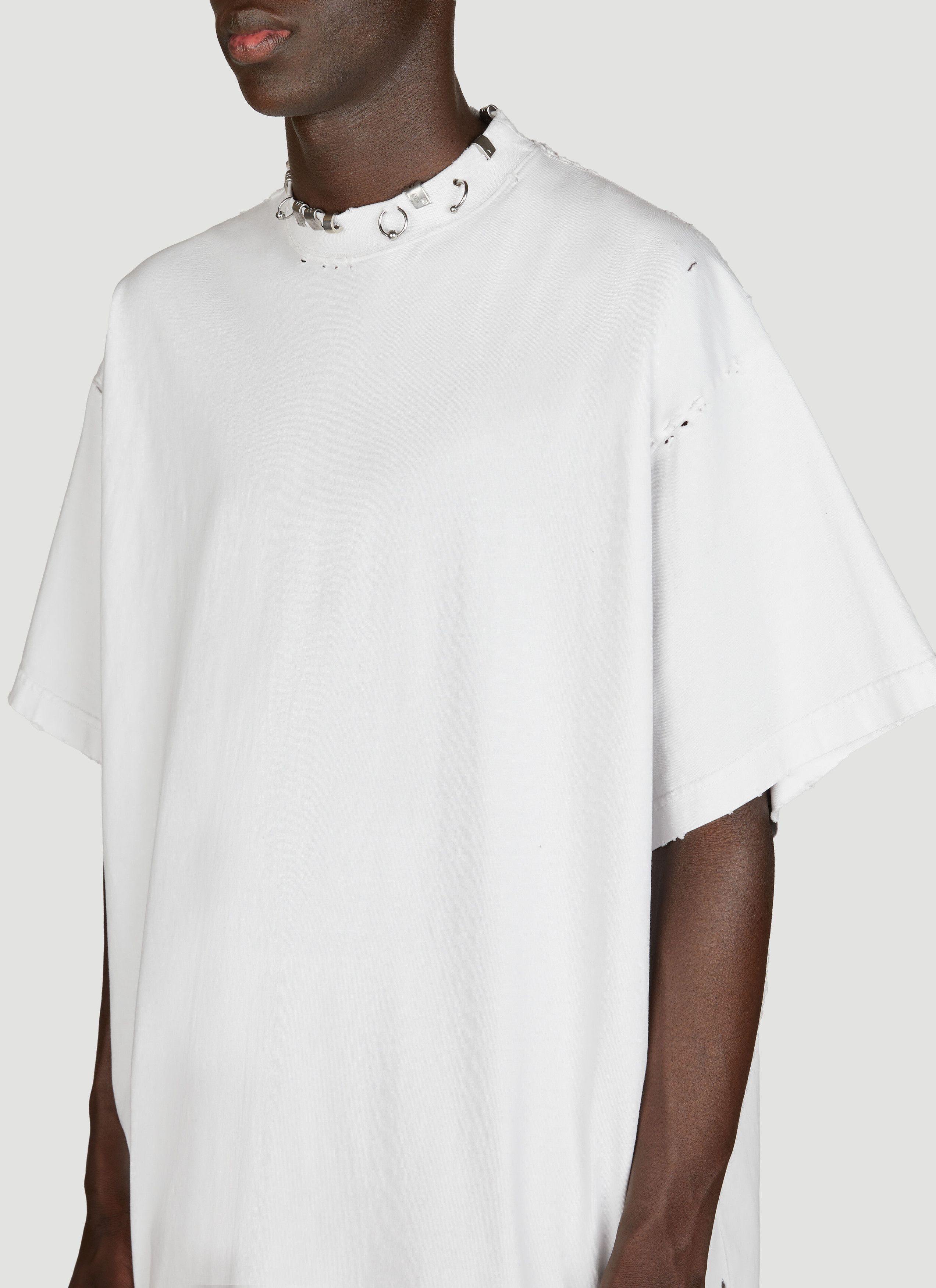 Balenciaga Pierced Oversized T-Shirt in white Size US L / EU 52-54 / 3 - 3 Thumbnail