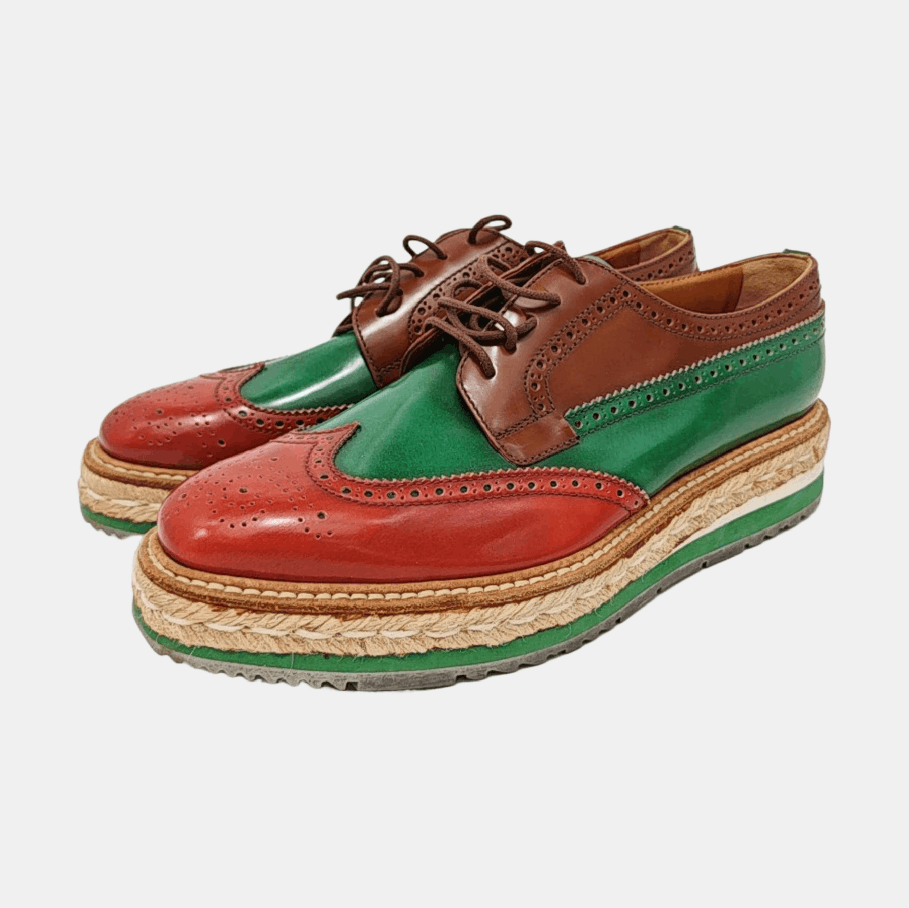 Prada Prada Tri-Color Leather Wingtip Brogues EU 39 Size US 6 / EU 39 - 2 Thumbnail