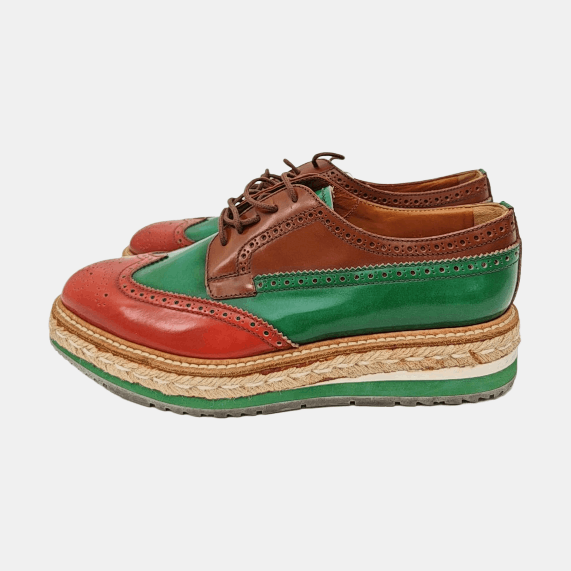 Prada Prada Tri-Color Leather Wingtip Brogues EU 39 Size US 6 / EU 39 - 5 Thumbnail