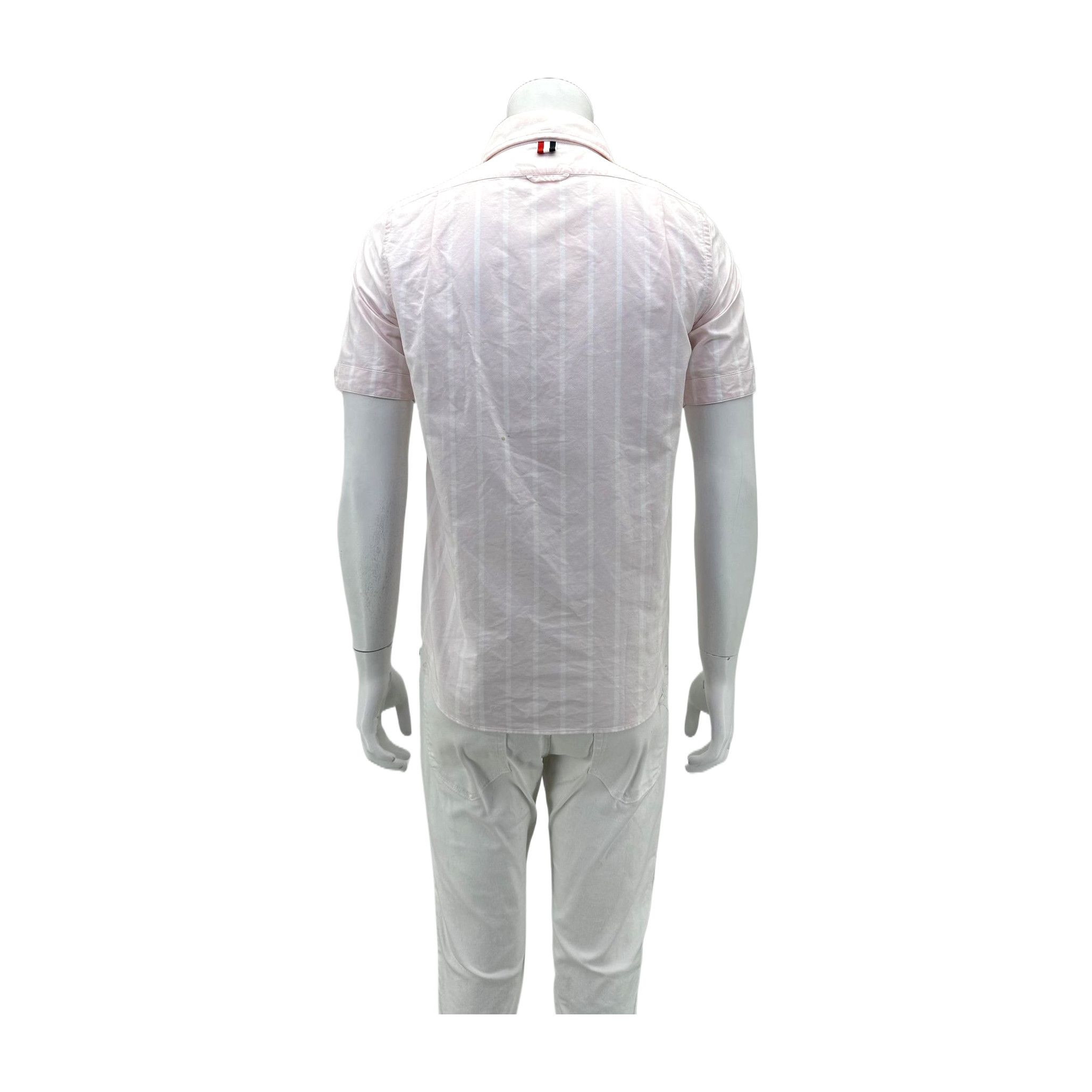 Thom Browne Thom Browne Pink Striped Short Sleeve Shirt Size 0 Size US XS / EU 42 / 0 - 2 Thumbnail