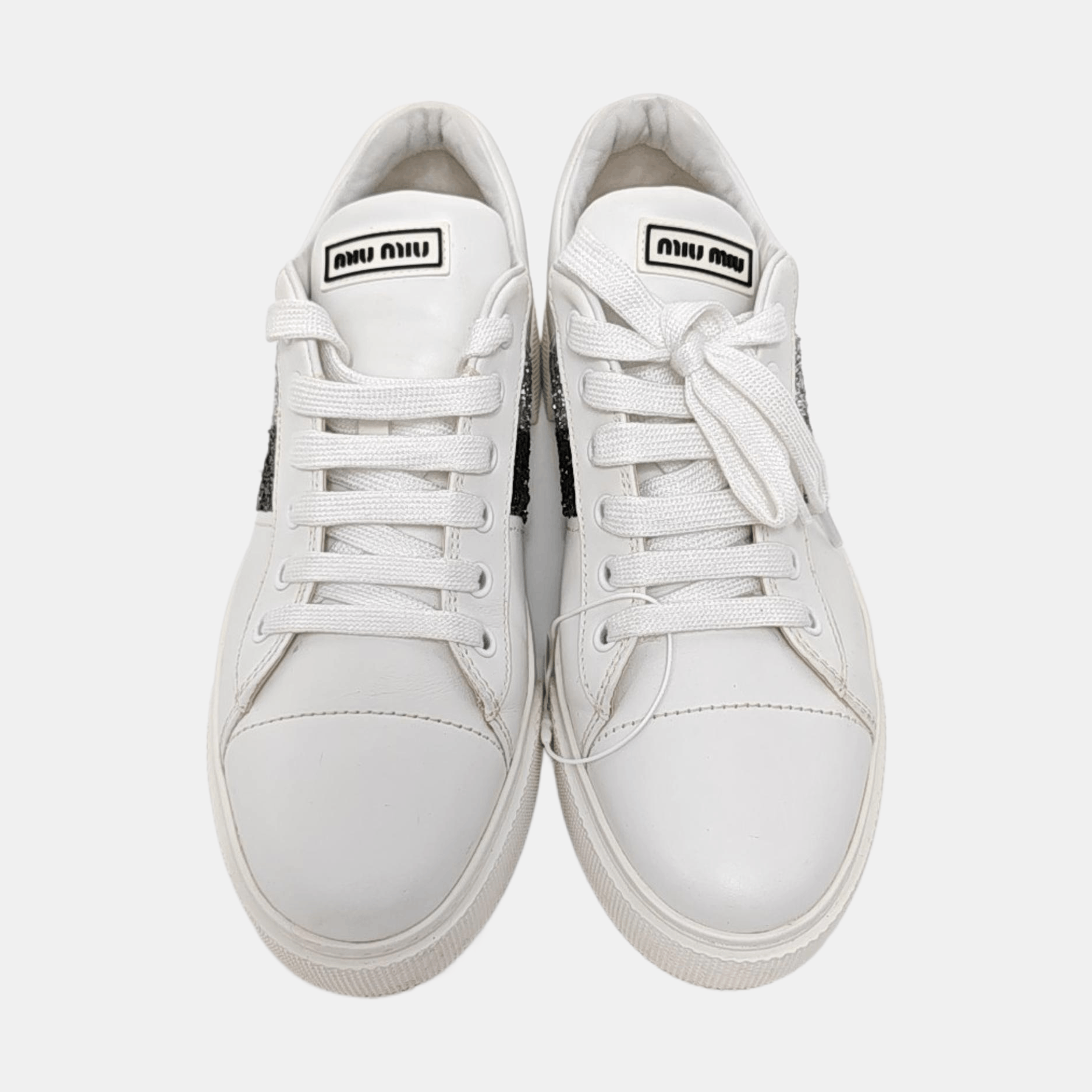Miu Miu Miu Miu Glitter Stripe Leather Sneakers EU 38.5 Size US 6 / EU 39 - 3 Thumbnail