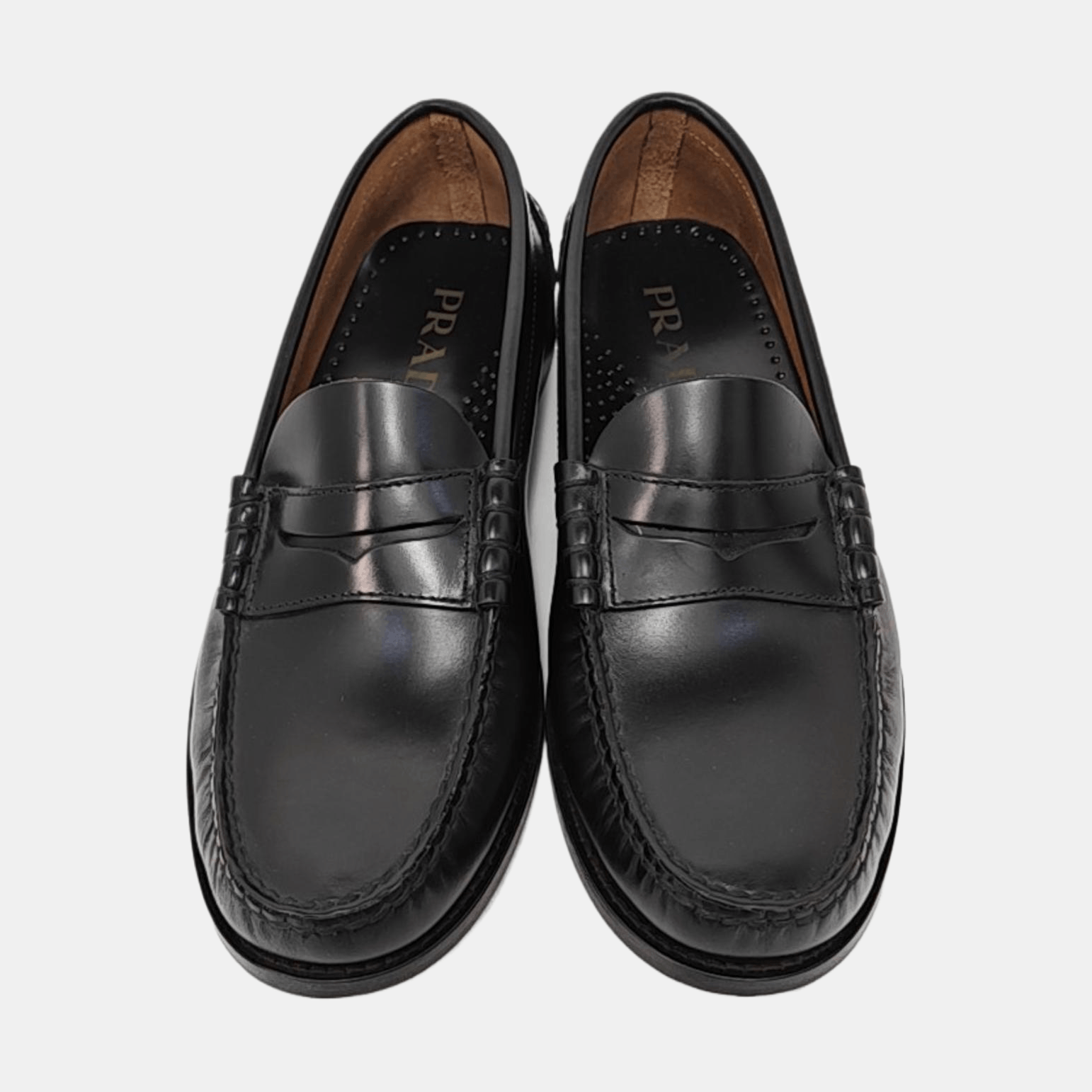 Prada Prada Black Leather Penny Loafers 40 Size US 7 / EU 40 - 3 Thumbnail