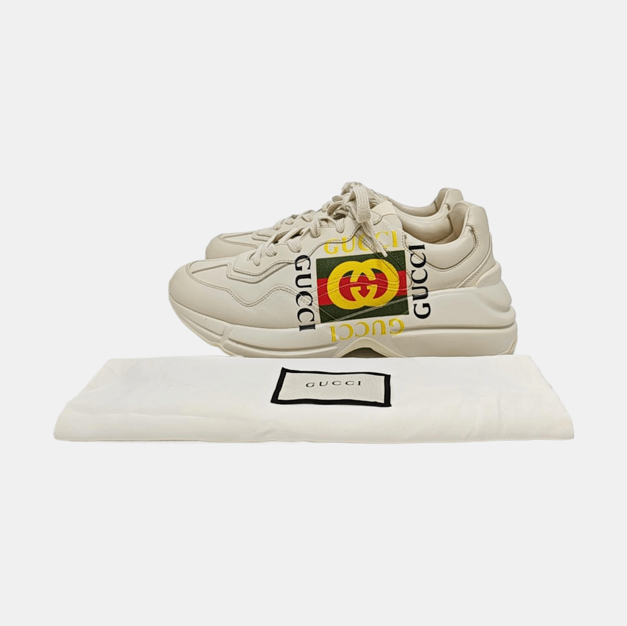 Gucci Gucci Logo Print Leather Rhyton Sneakers UK 5.5 Size US 5.5 / EU 38 - 6 Thumbnail