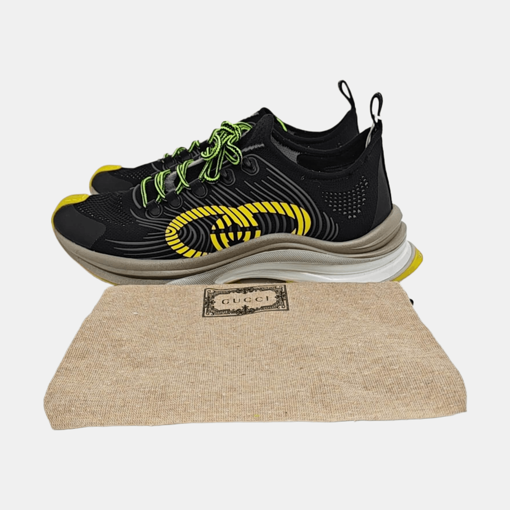 Gucci Gucci Black & Yellow Gucci Run Low-Top Sneakers EU 41.5 Size US 8.5 / EU 41-42 - 6 Thumbnail