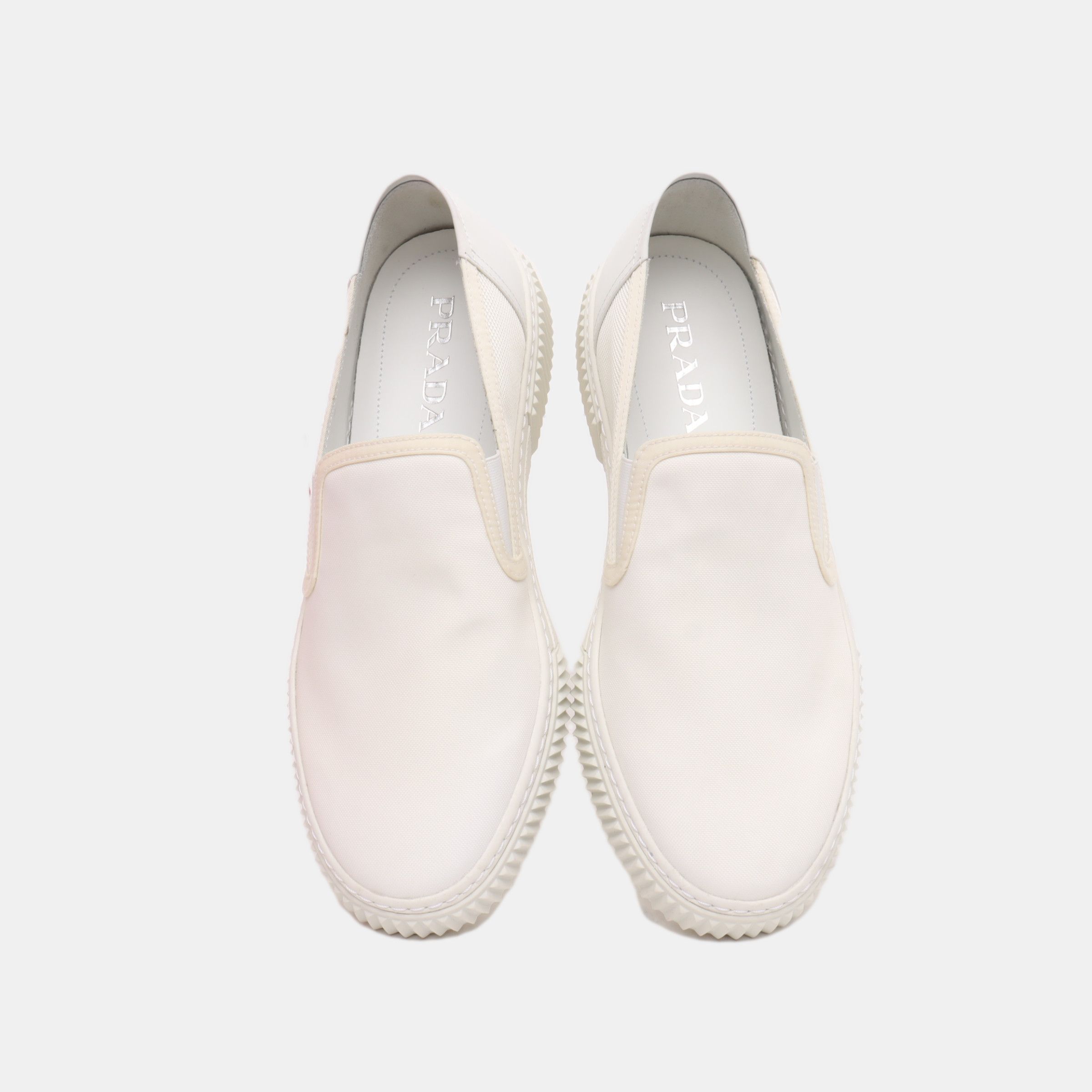 Prada Prada White Textile Slip-On Sneakers US 8 / EU 41 Size US 8 / EU 41 - 3 Thumbnail