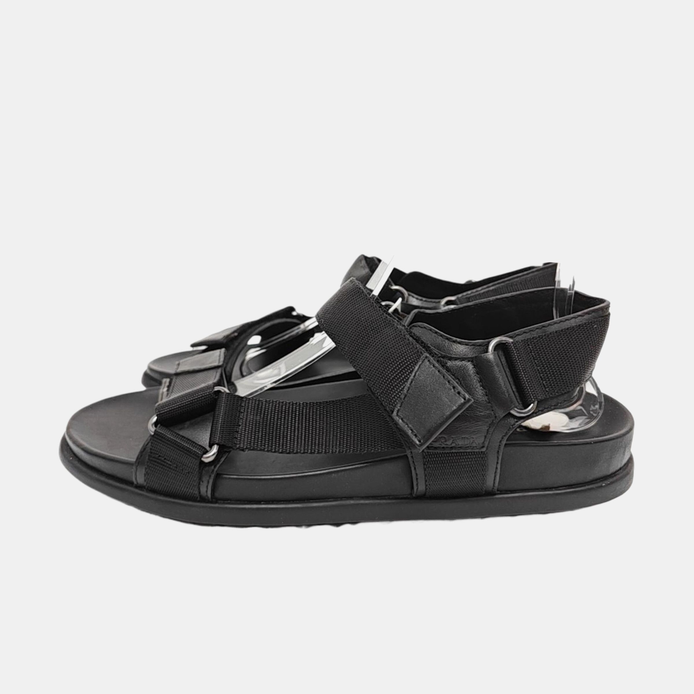 Prada Prada Black Leather Webbing Sandals US 7 Size US 7 / EU 40 - 6 Thumbnail