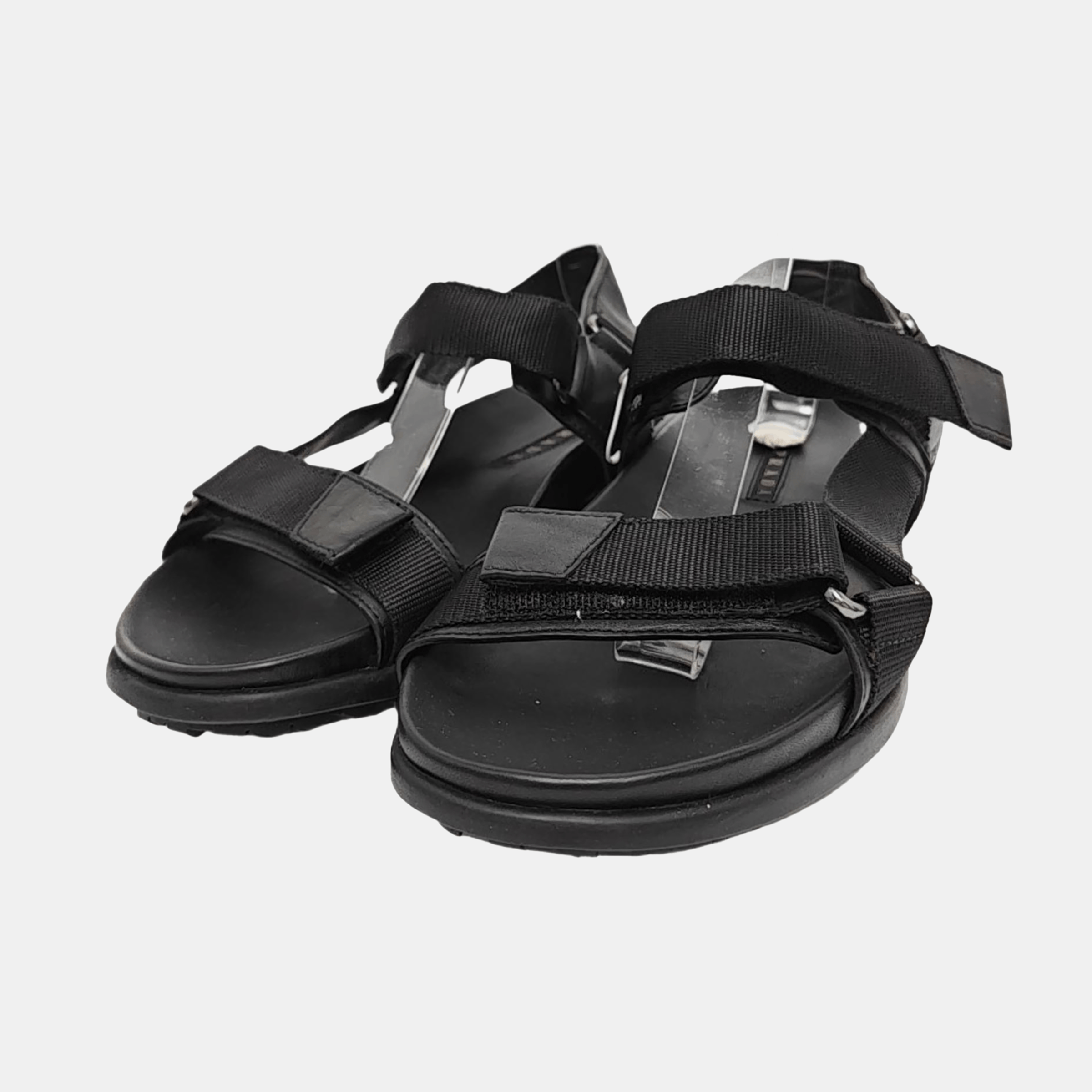Prada Prada Black Leather Webbing Sandals US 7 Size US 7 / EU 40 - 2 Thumbnail