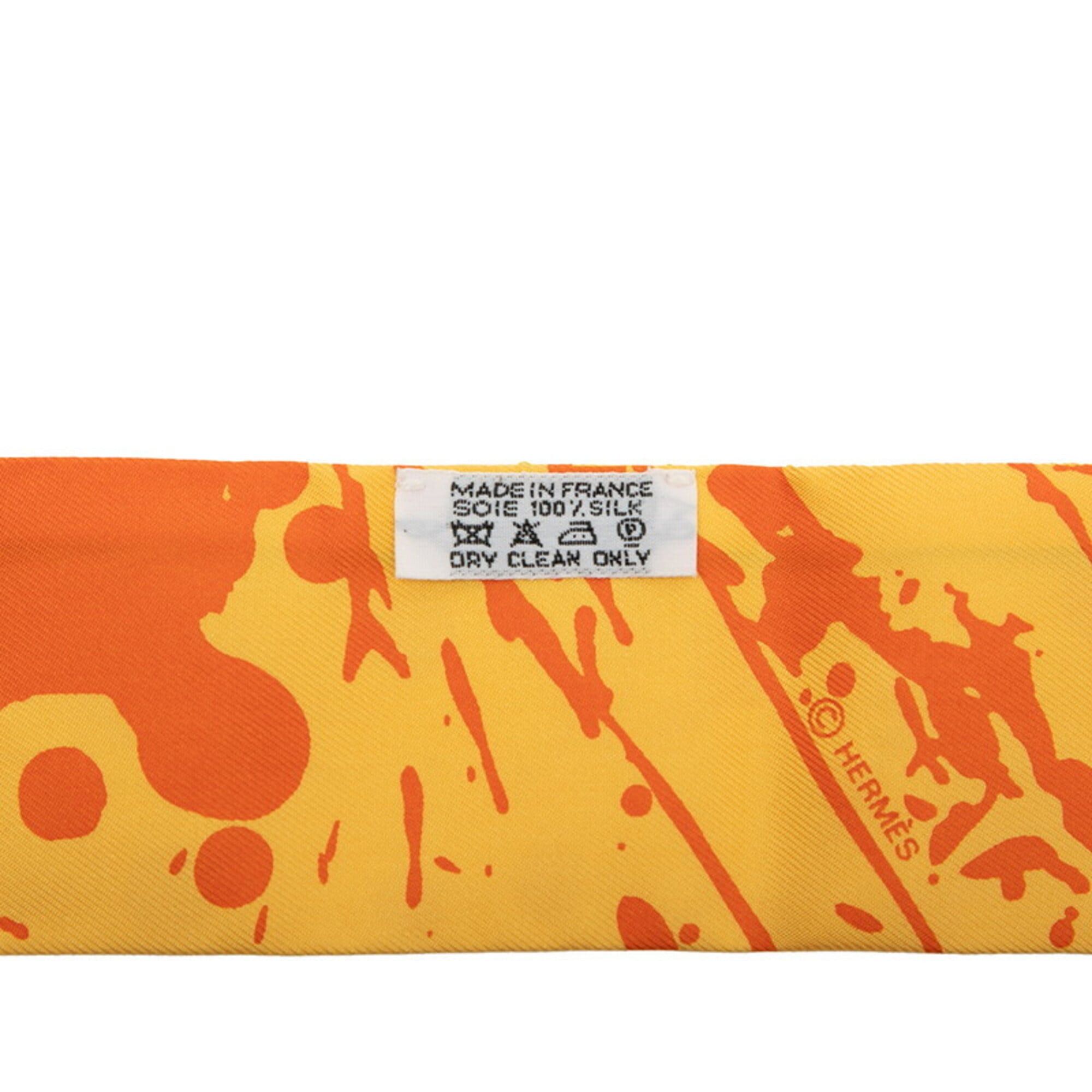 Hermes Hermes Twilly Cheval Surprise Scarf/Muffler, Yellow Silk, Women's Size ONE SIZE - 4 Thumbnail