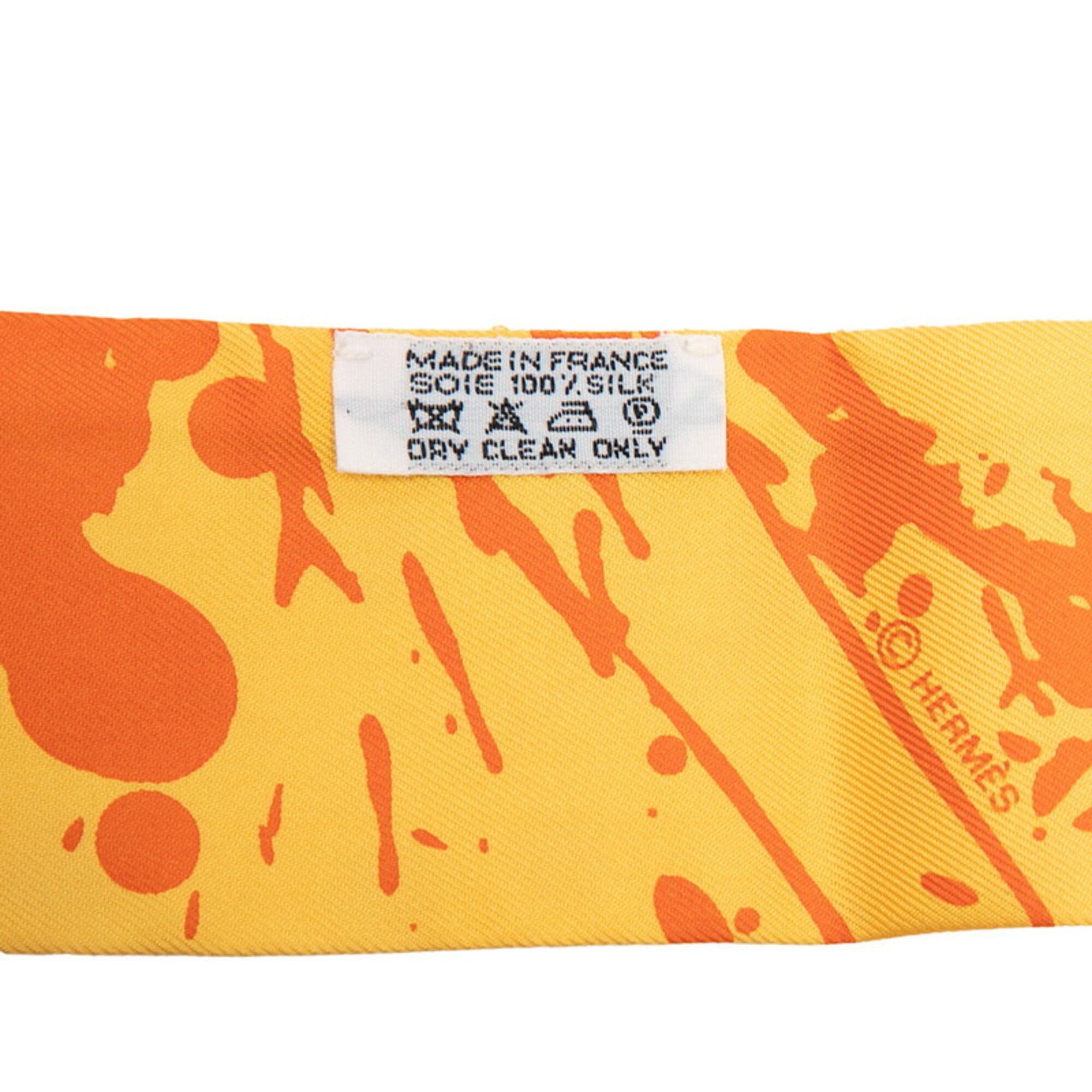 Hermes Hermes Twilly Cheval Surprise Scarf/Muffler, Yellow Silk, Women's Size ONE SIZE - 5 Thumbnail