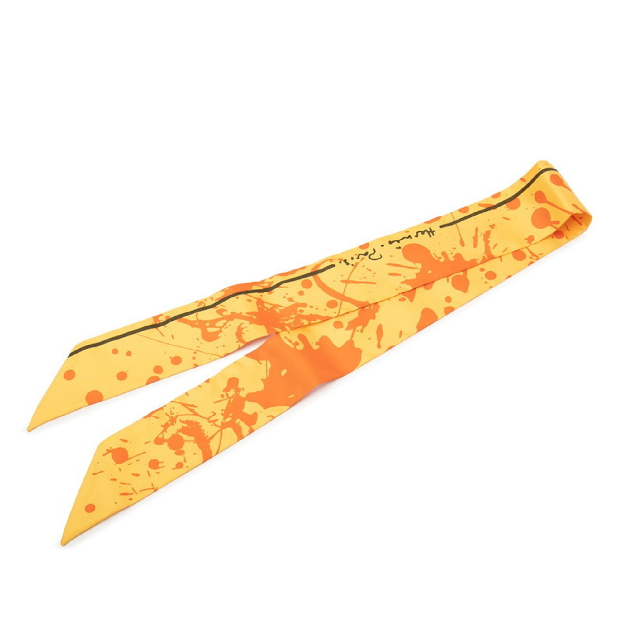 Hermes Hermes Twilly Cheval Surprise Scarf/Muffler, Yellow Silk, Women's Size ONE SIZE - 2 Thumbnail