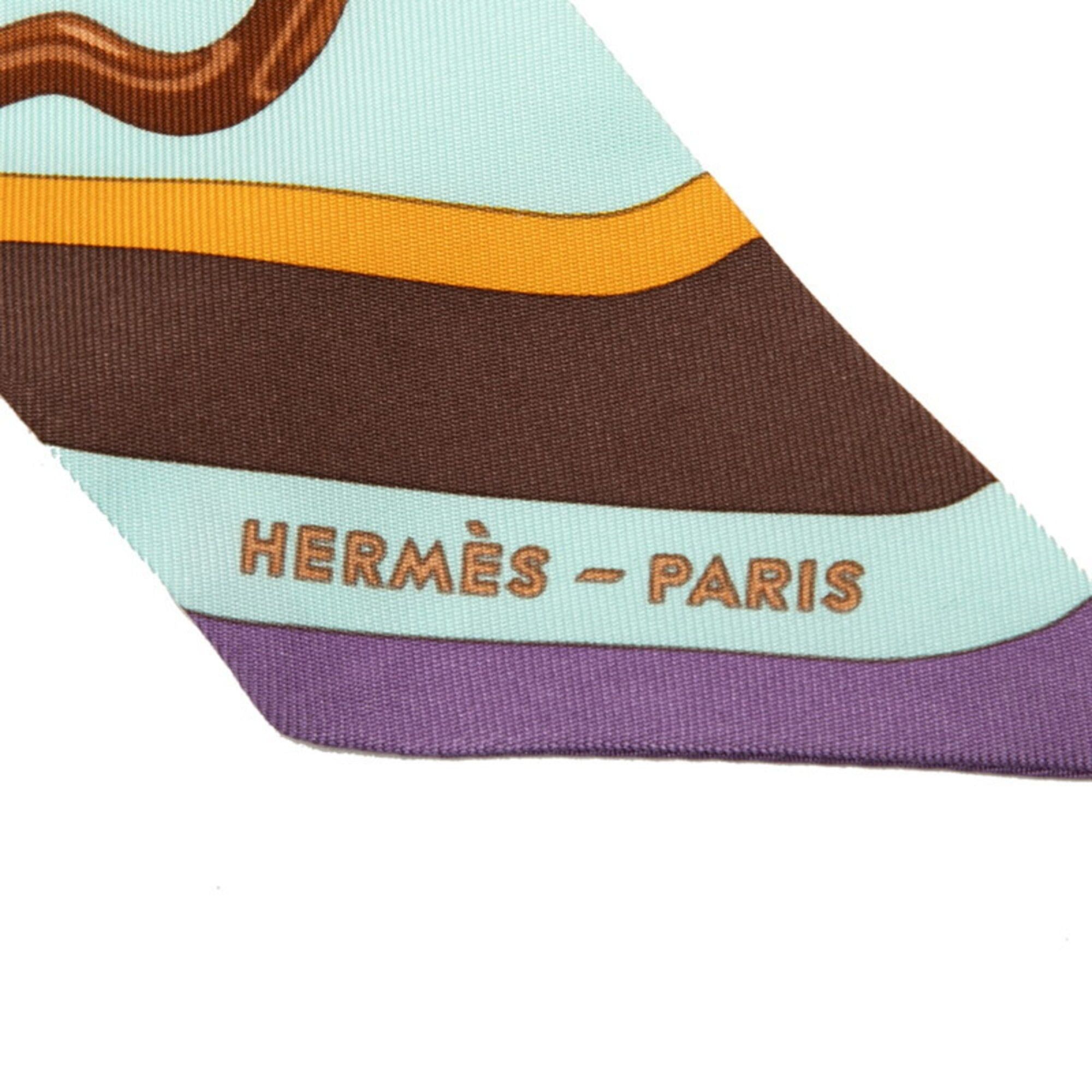 Hermes Hermes Twilly Coaching Scarf Muffler Multicolor Silk Women's HERMES Size ONE SIZE - 3 Thumbnail