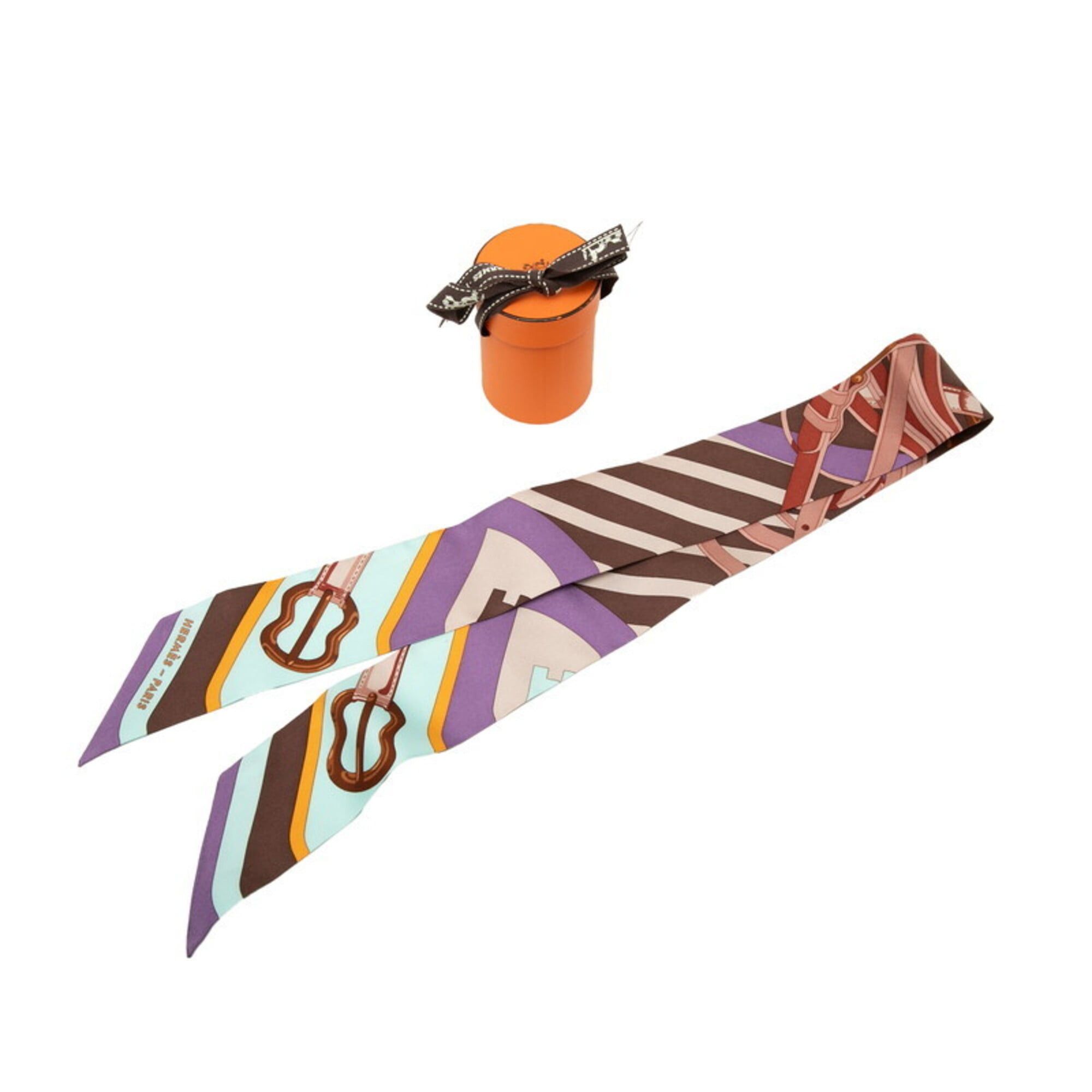 Hermes Hermes Twilly Coaching Scarf Muffler Multicolor Silk Women's HERMES Size ONE SIZE - 6 Thumbnail