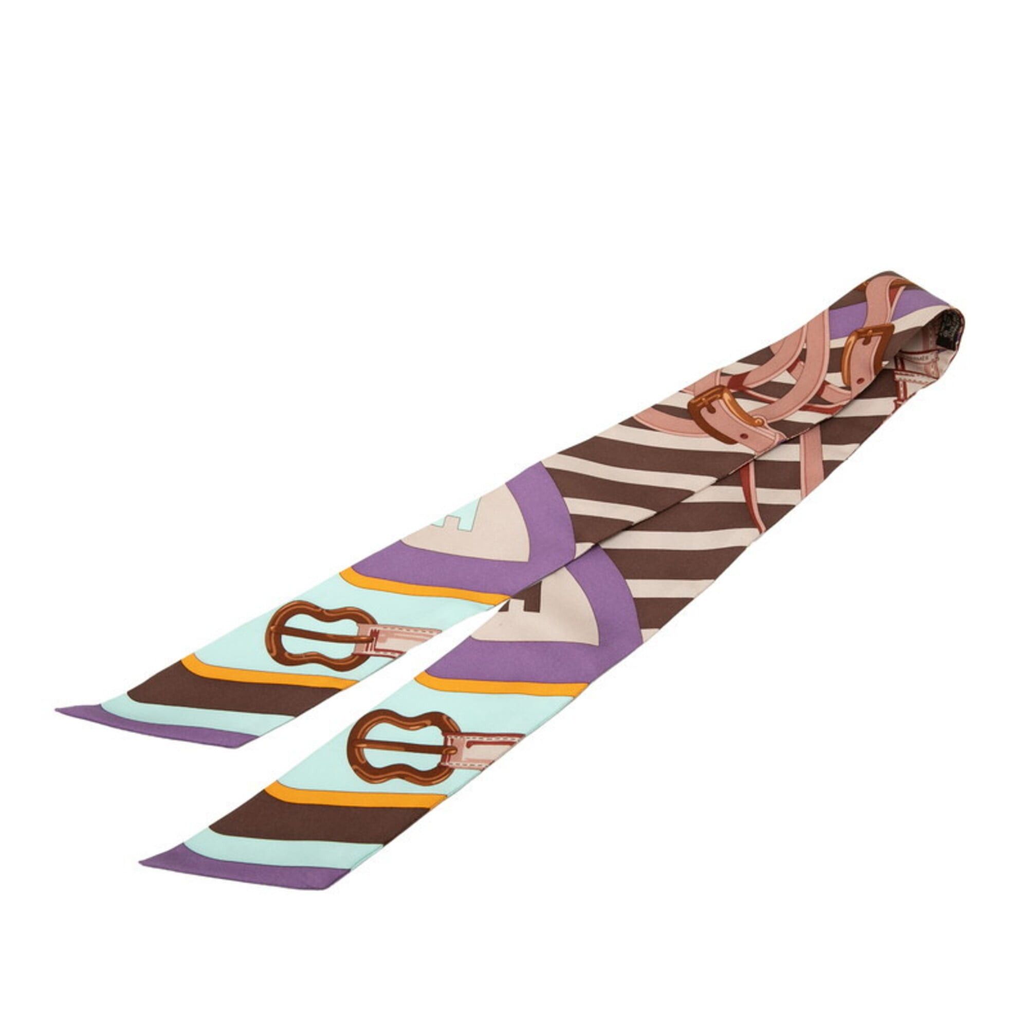 Hermes Hermes Twilly Coaching Scarf Muffler Multicolor Silk Women's HERMES Size ONE SIZE - 2 Thumbnail