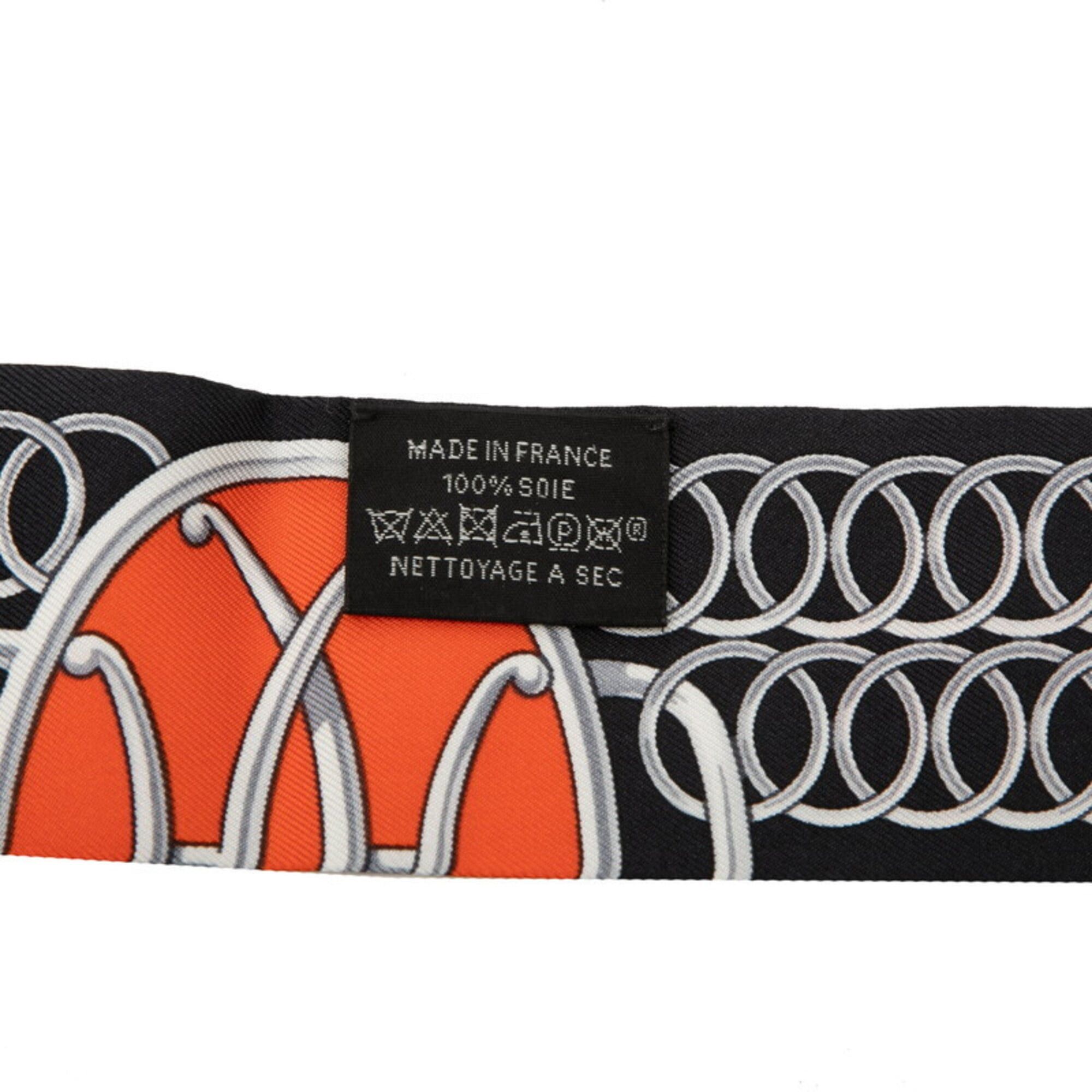 Hermes Hermes Twilly Lift Profile Scarf/Muffler, Navy Multicolor Silk, Women's Size ONE SIZE - 5 Thumbnail