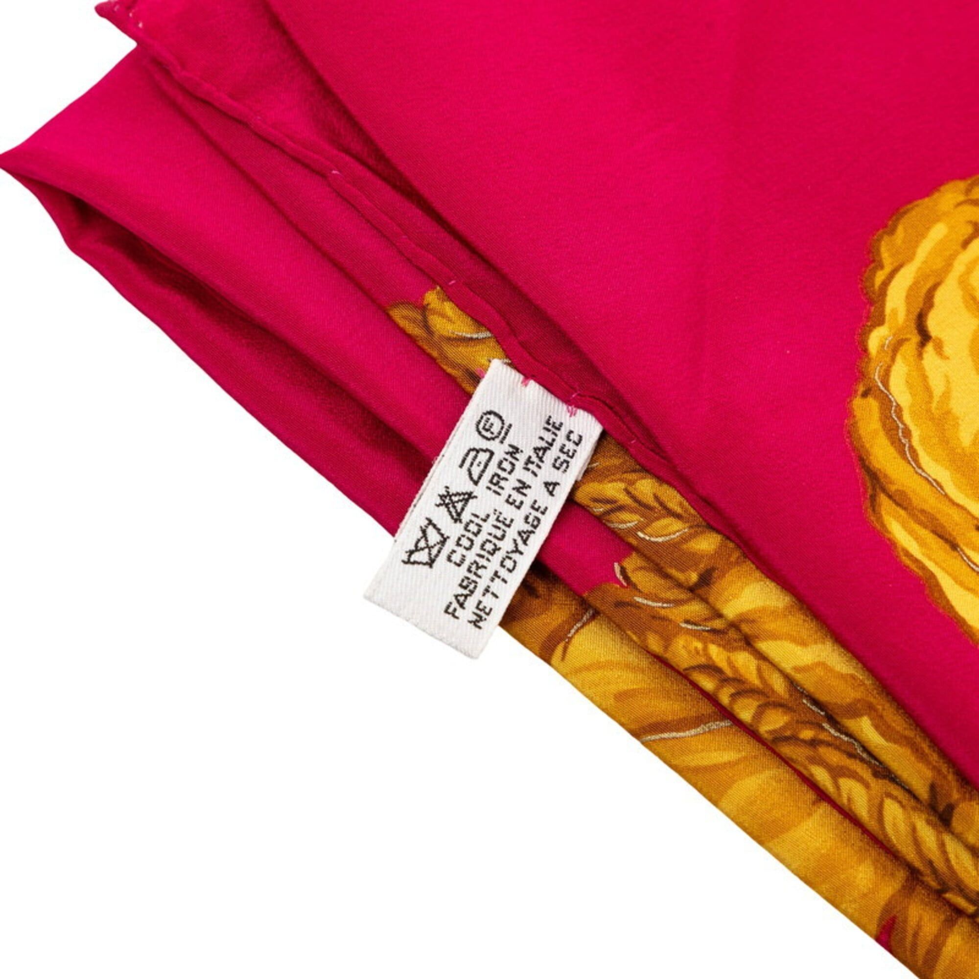 Chanel Chanel Camellia Coco Mark Scarf Muffler Pink Gold Silk Women's CHANEL Size ONE SIZE - 7 Thumbnail