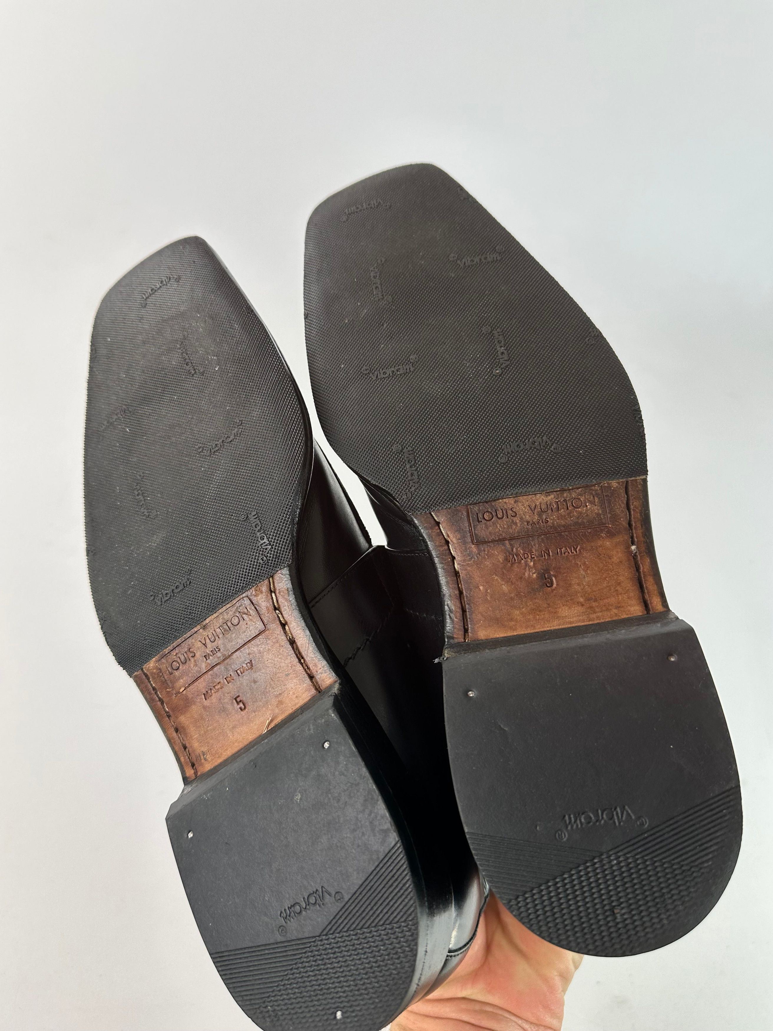 Louis Vuitton Vintage Damier Leather Ankle Boots Black EU38 Size US 7 / IT 37 - 4 Thumbnail