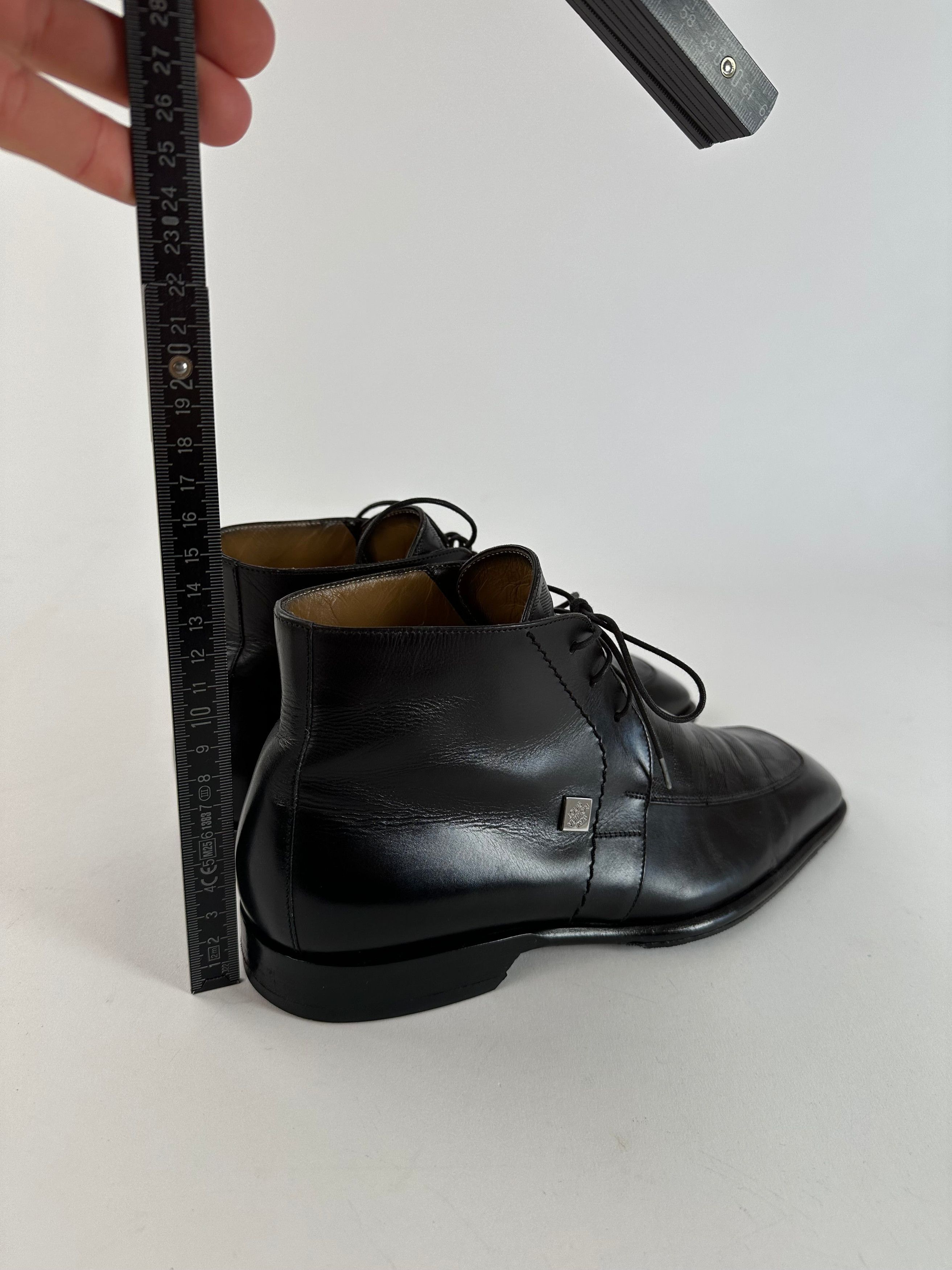 Louis Vuitton Vintage Damier Leather Ankle Boots Black EU38 Size US 7 / IT 37 - 11 Thumbnail