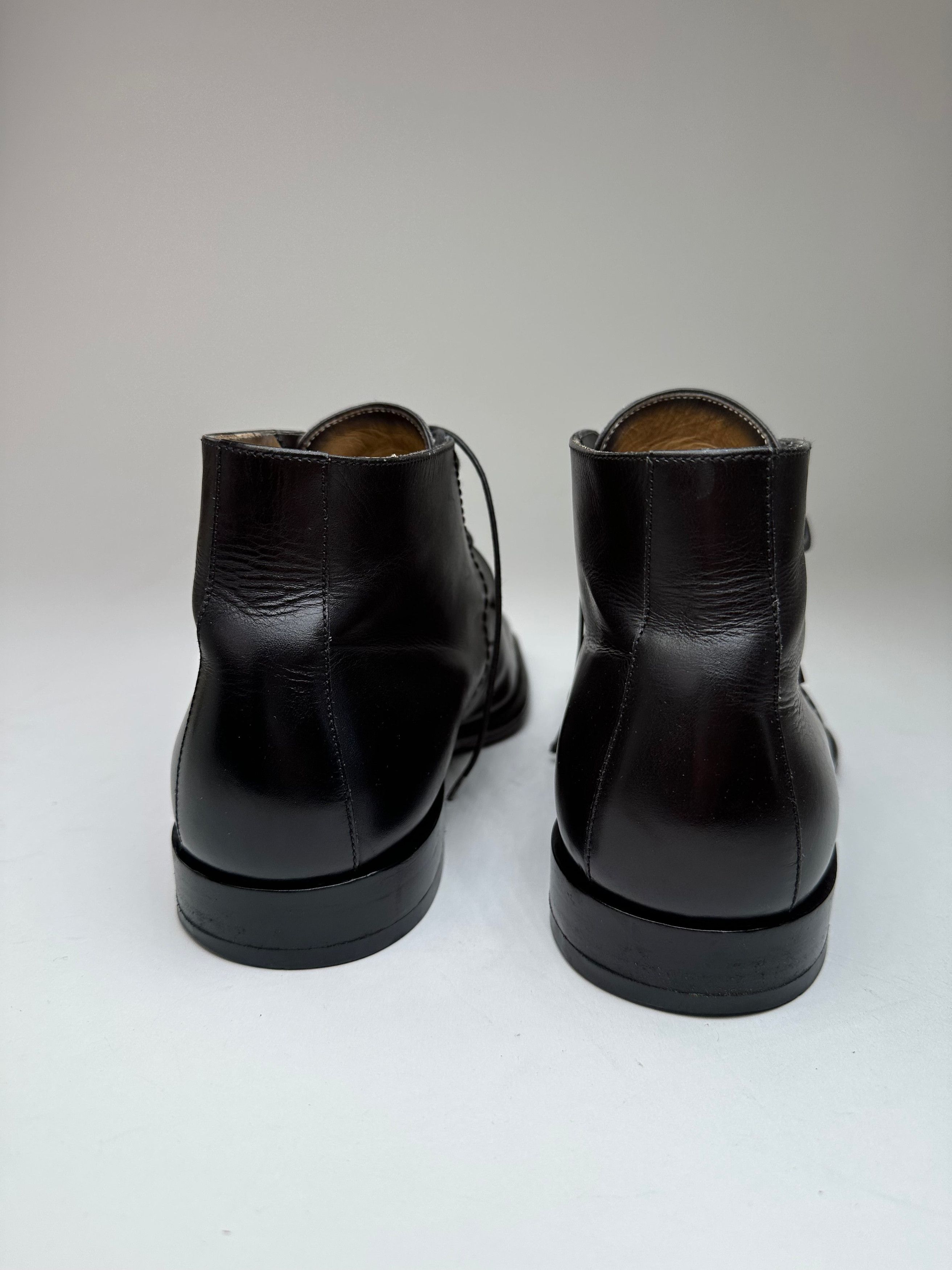 Louis Vuitton Vintage Damier Leather Ankle Boots Black EU38 Size US 7 / IT 37 - 9 Thumbnail