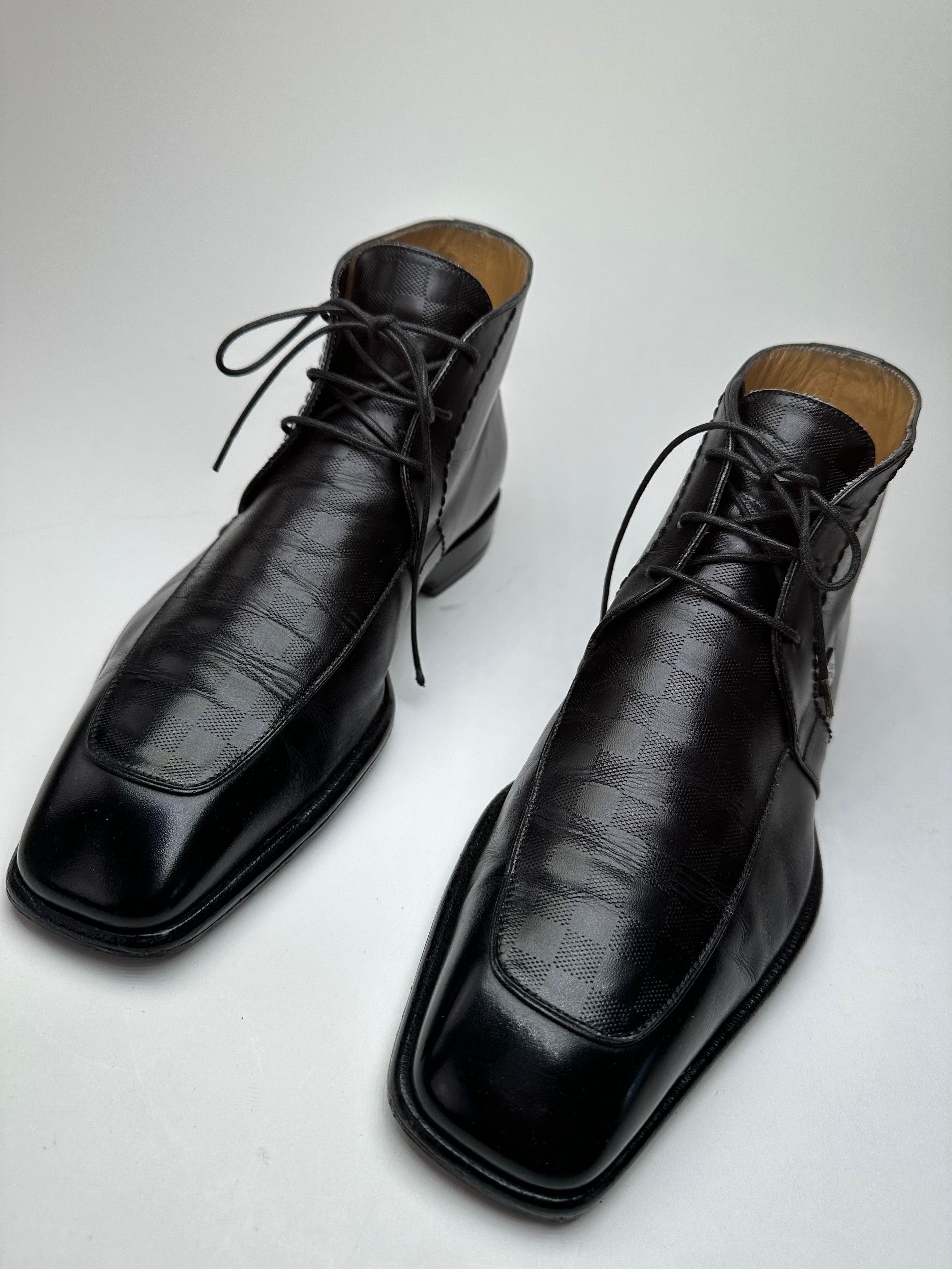 Louis Vuitton Vintage Damier Leather Ankle Boots Black EU38 Size US 7 / IT 37 - 12 Thumbnail