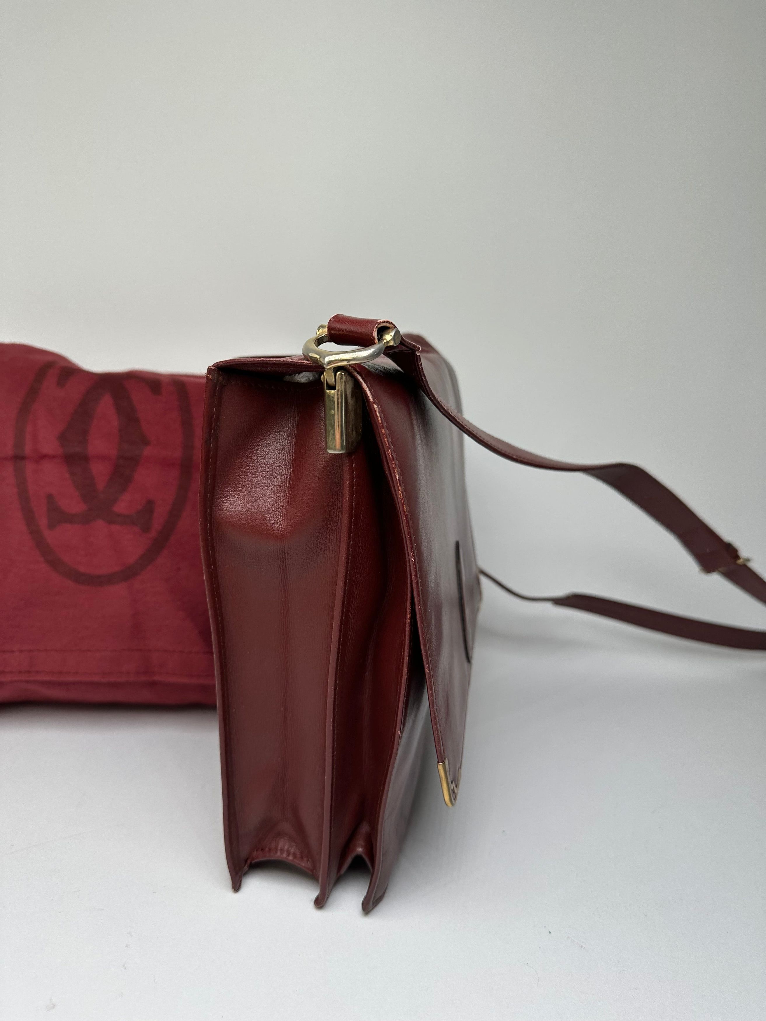 Cartier Vintage Must de Leather Shoulder Bag Bordeaux Size ONE SIZE - 8 Thumbnail