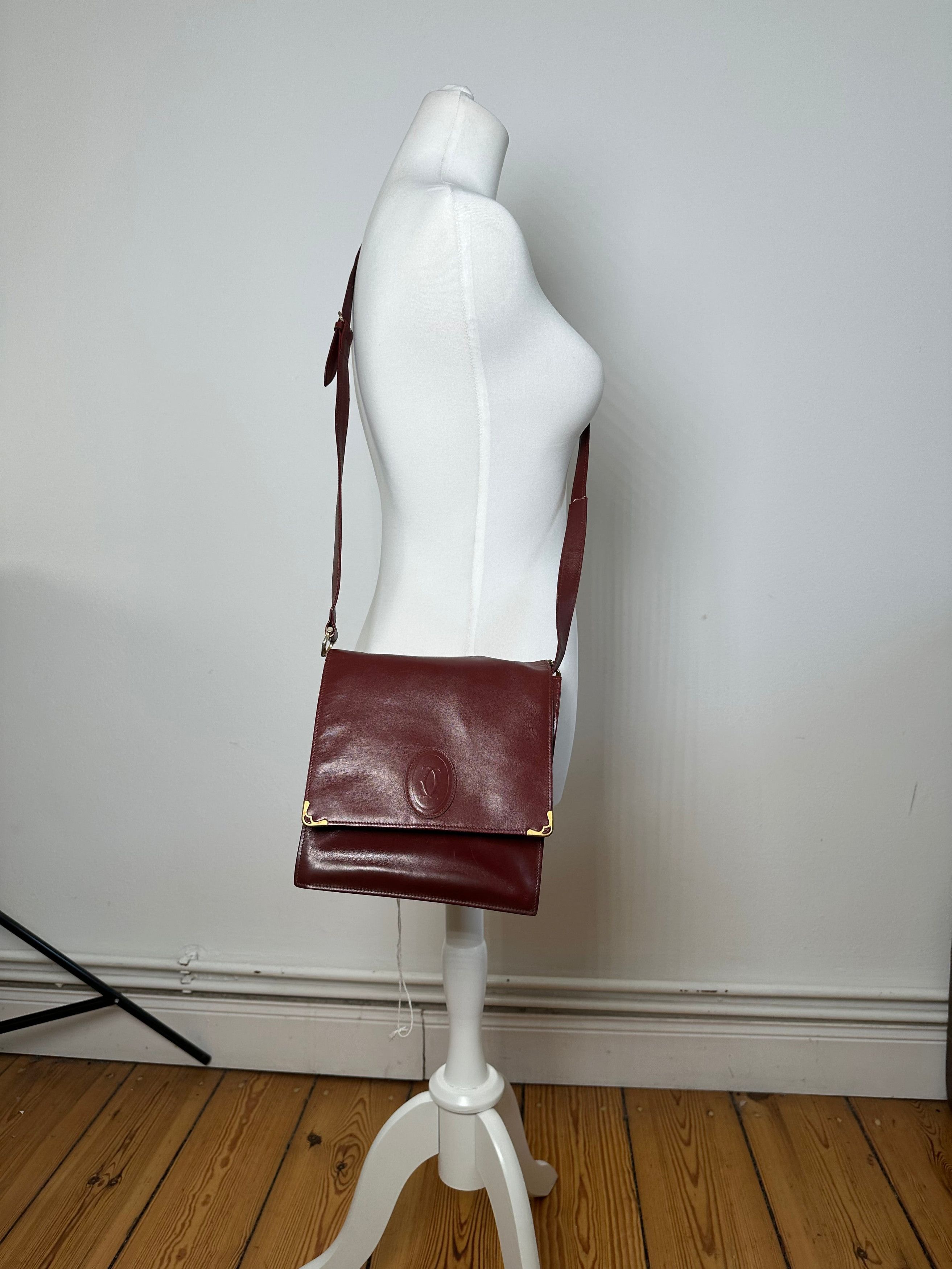 Cartier Vintage Must de Leather Shoulder Bag Bordeaux Size ONE SIZE - 6 Thumbnail