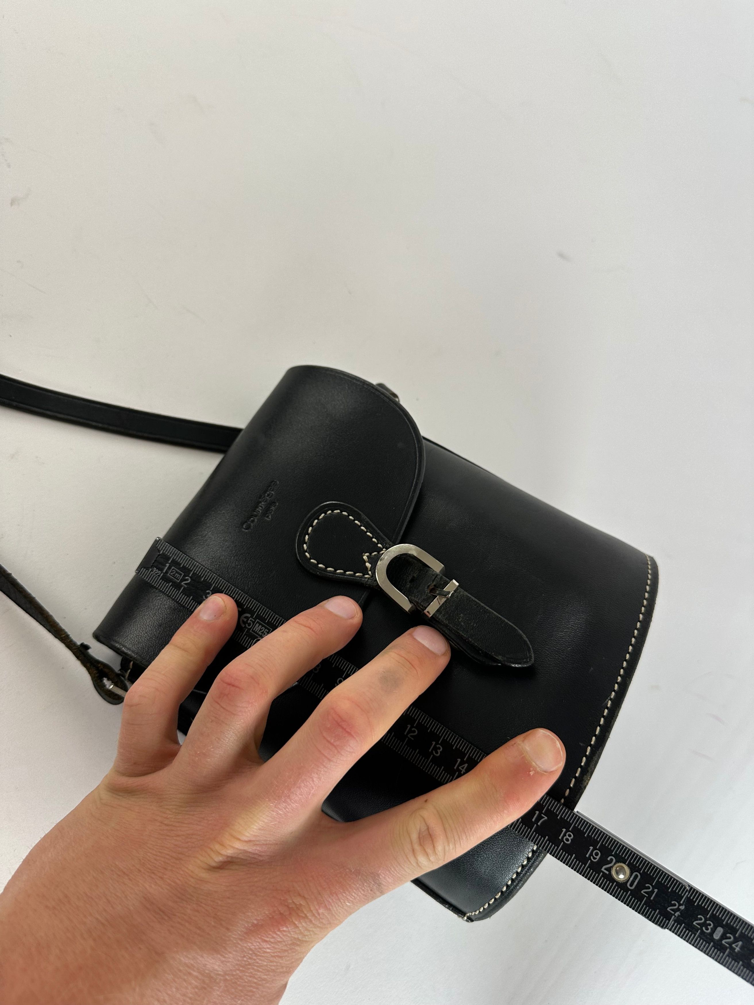 Courreges Vintage Paris Leather Crossbody Flap Bag Black Size ONE SIZE - 11 Thumbnail