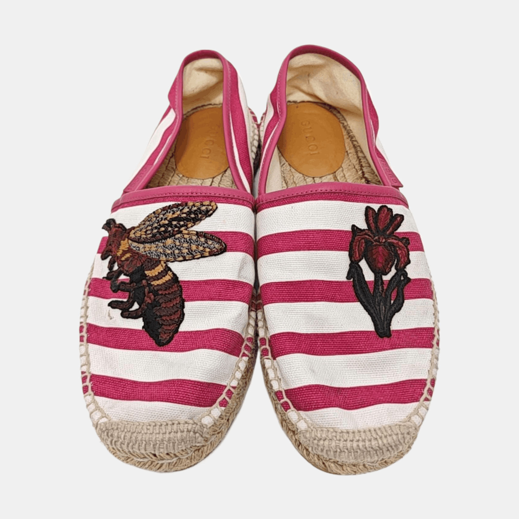 Gucci Gucci Striped Bee & Flower Canvas Espadrilles Size 7 Size US 7 / EU 40 - 3 Thumbnail
