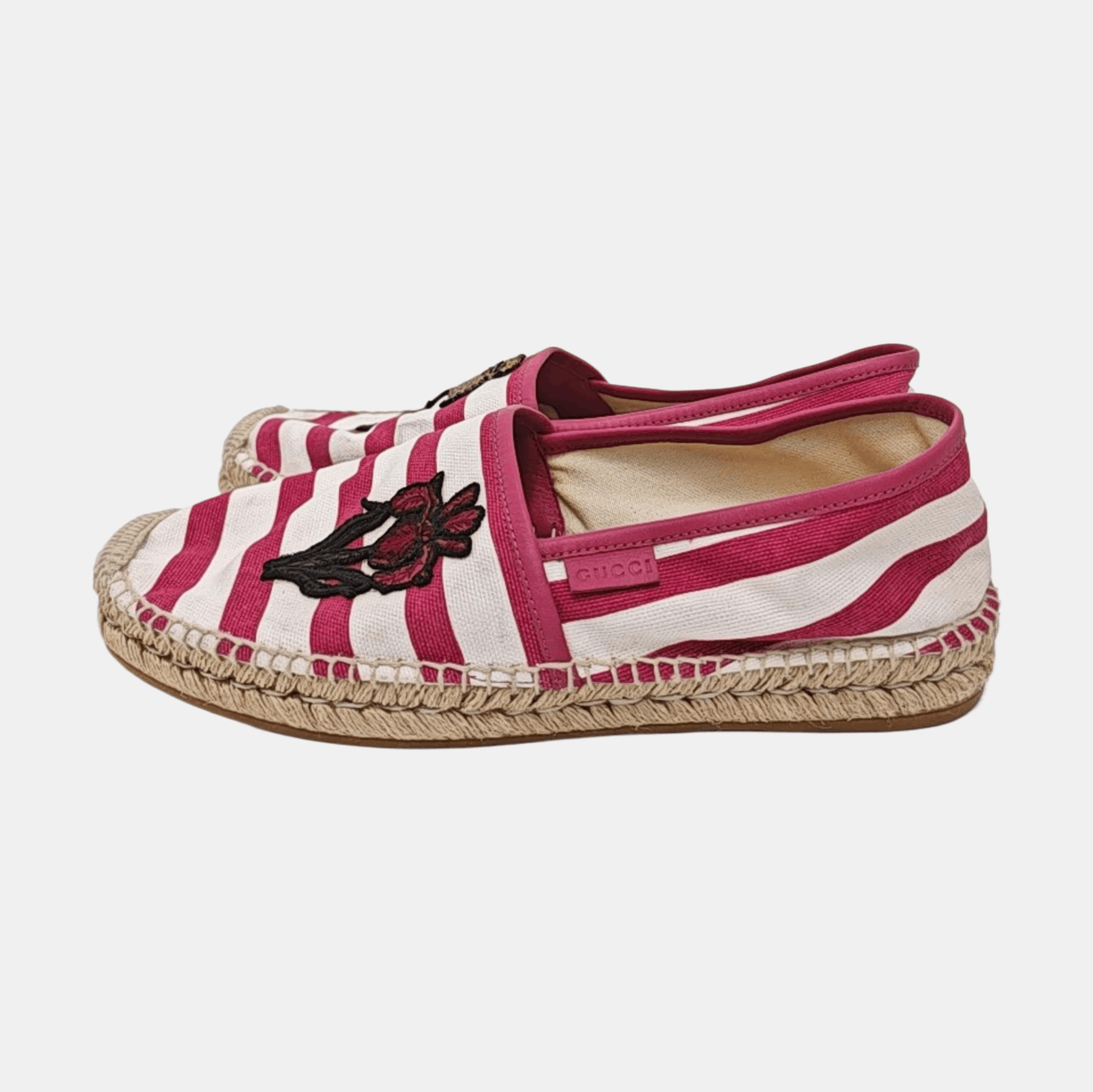 Gucci Gucci Striped Bee & Flower Canvas Espadrilles Size 7 Size US 7 / EU 40 - 6 Thumbnail