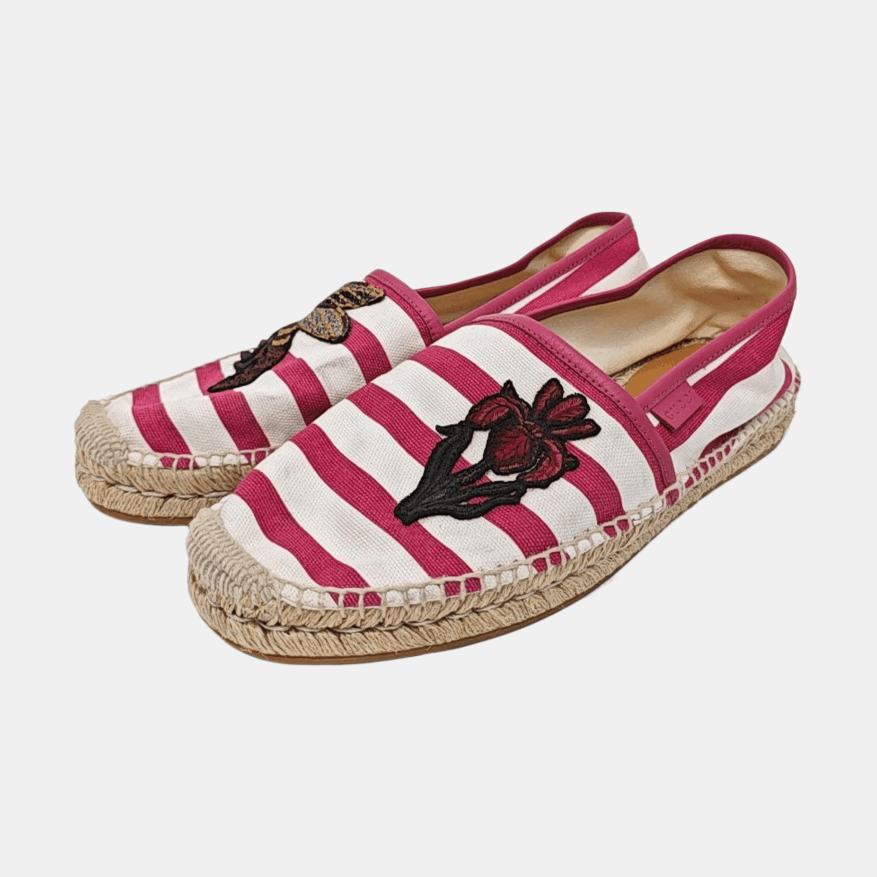 Gucci Gucci Striped Bee & Flower Canvas Espadrilles Size 7 Size US 7 / EU 40 - 2 Thumbnail
