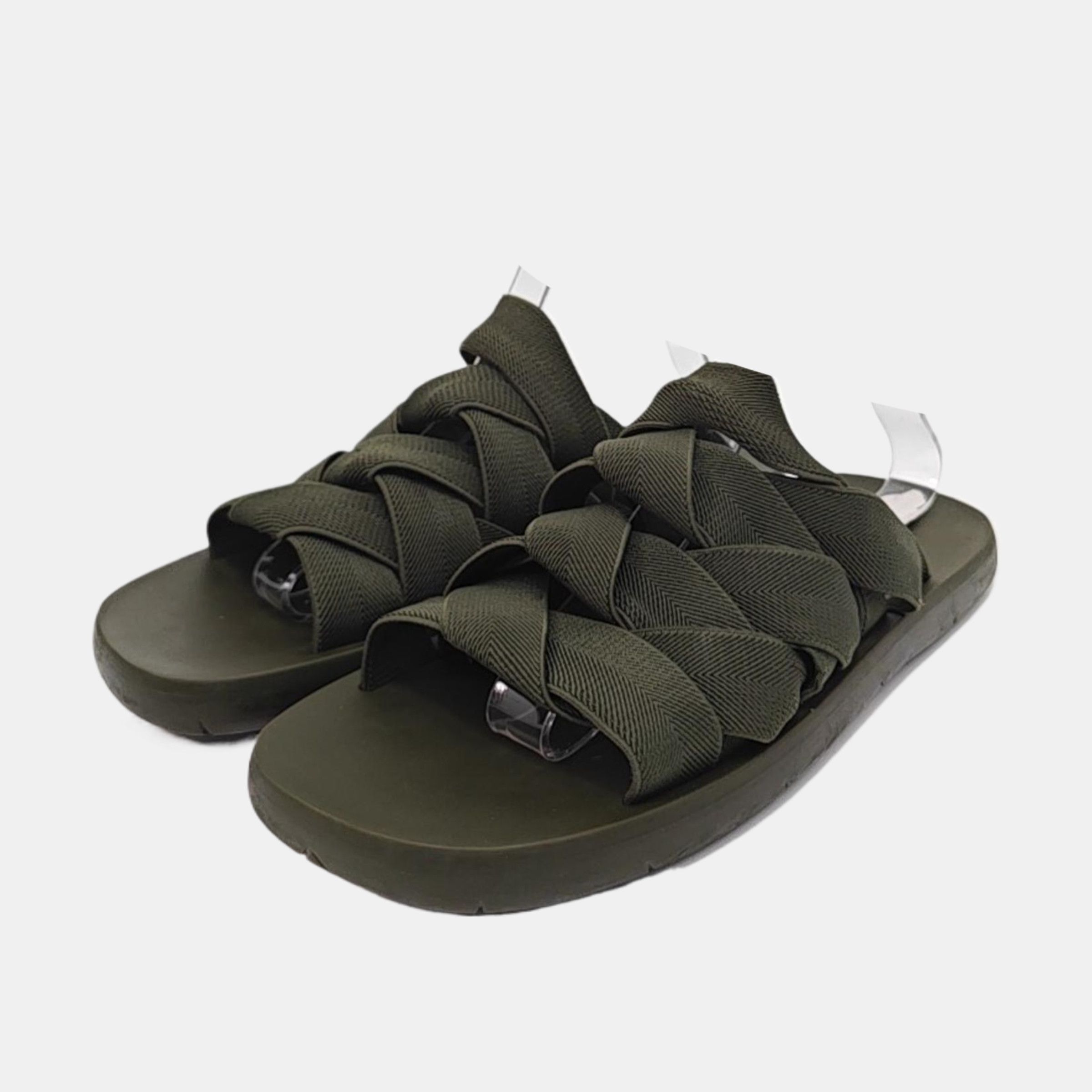 Bottega Veneta Bottega Veneta Green Woven Fabric Slides Size 42 Size US 9 / EU 42 - 2 Thumbnail